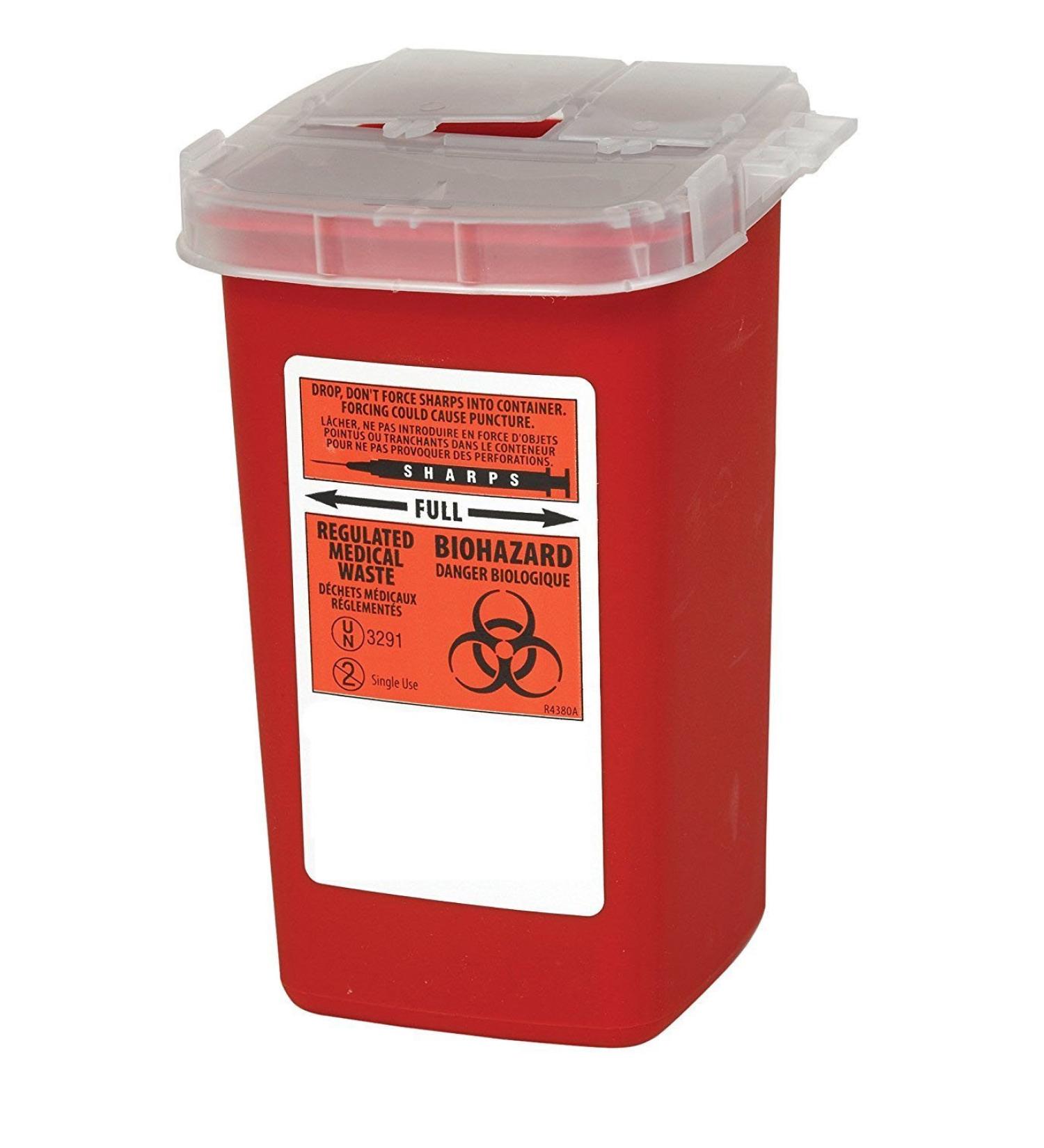 Global Sharps Container Biohazard Needle Disposal Container - 1 Quart (1)