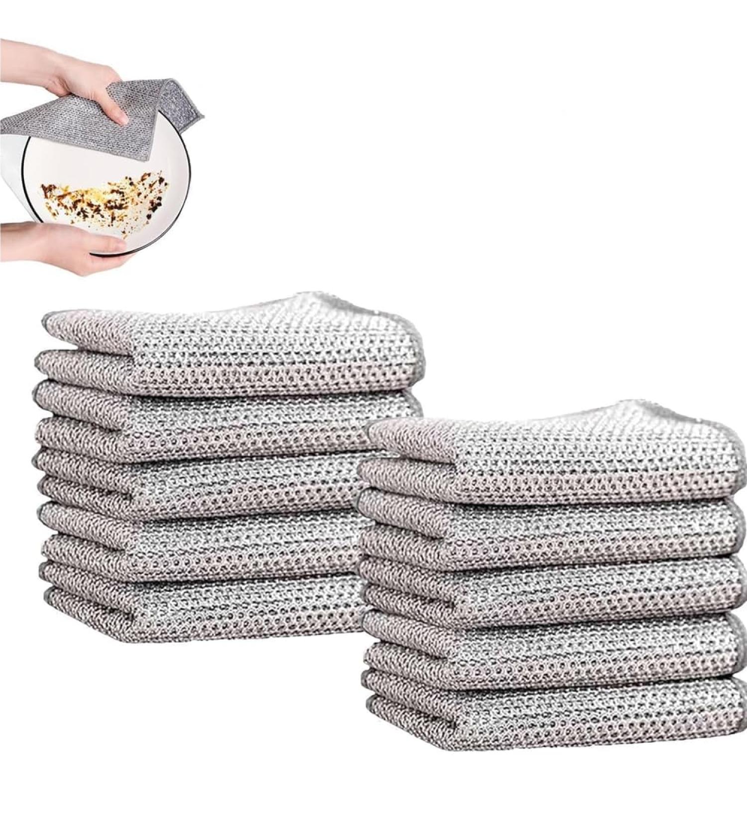 Multipurpose Wire Miracle Cleaning Cloths Double Stainless Steel Scrubber Cloth Multipurpose Non-Scratch Scrubbing Pads Easy Rinsing Machine Washable (10Pcs) - Buy Online on GoSupps.com