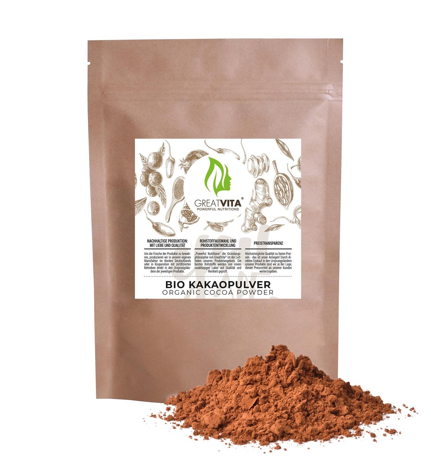 GreatVita Organic Cocoa Powder 800g | Pure Raw Powder for Drinks & Baking | Natural Additive-Free - Buy Online on GoSupps.com
