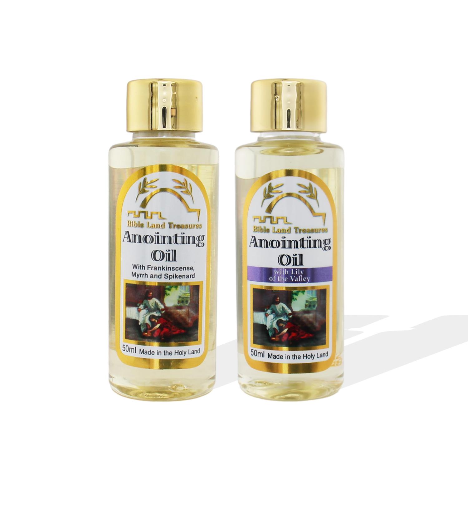 Bible Land Treasures Anointing Oil Set 2 x 50ml Bottles Holy Land Oil with Frankincense Myrrh & Spikenard + Lily of The Valley Biblical Scented Oils for Prayer & Blessing - Buy Online on GoSupps.com