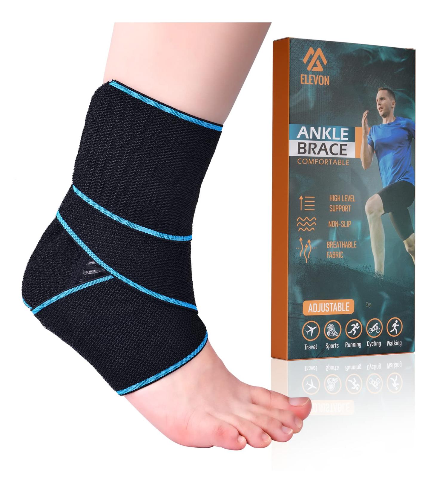 ELEVON Adjustable Ankle Support Brace with Foot Strap - Breathable & Prevents Sprains - Men and Women Achilles Tendon Support - Relieves Plantar Fasciitis - Reduce Pain - Buy Online on GoSupps.com