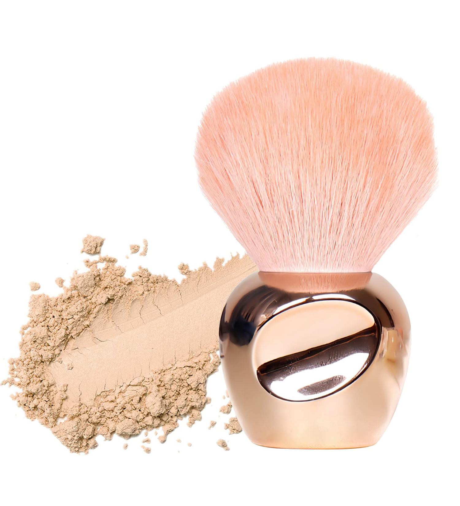 Premium Powder Brush - Makeup Face Brush for Blush & Bronzer | Soft Plush Fibers | Ideal for Loose & Pressed Powders - Gold - Buy Online on GoSupps.com