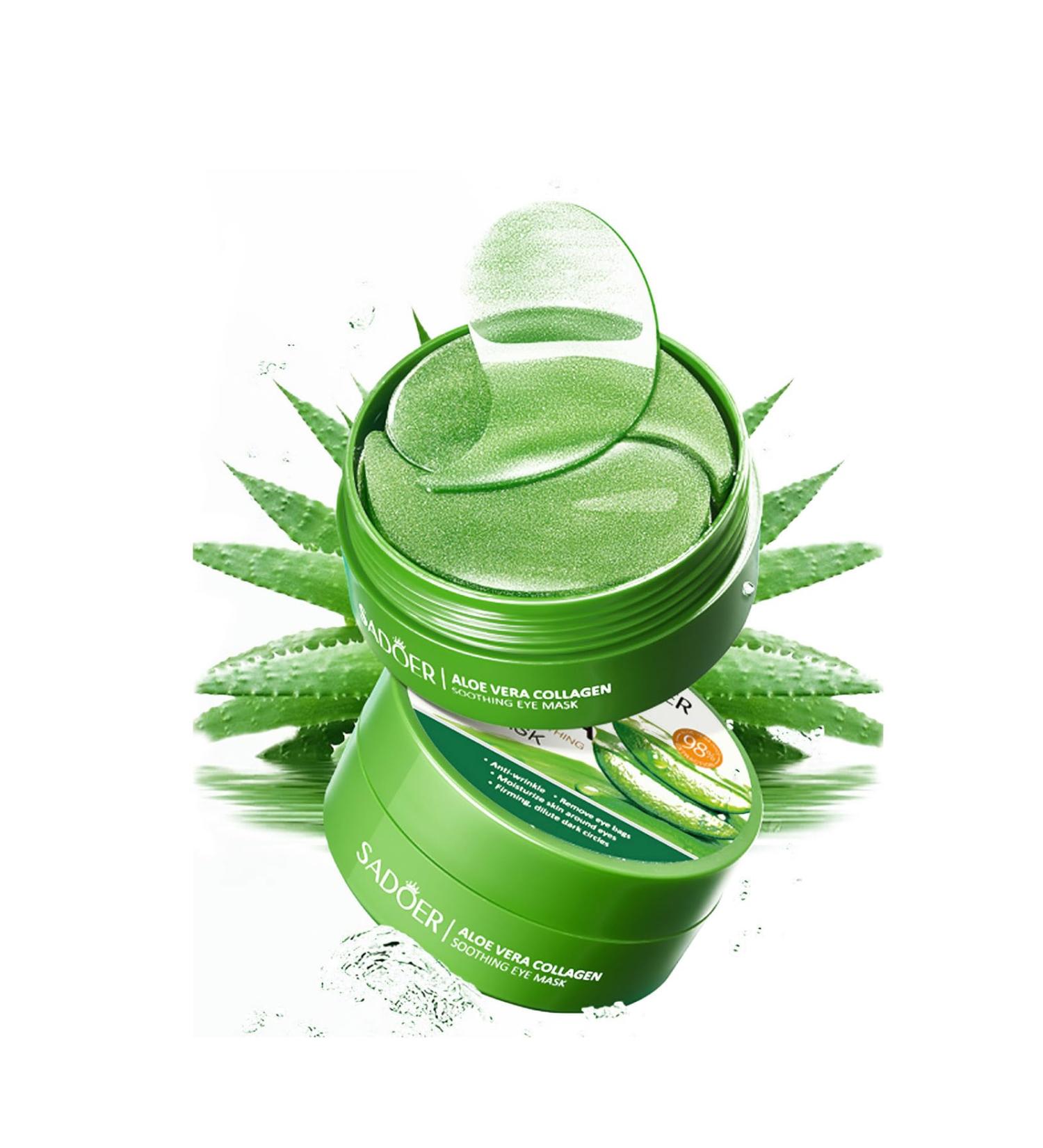Aloe Vera Under Eye Mask - Combat Dark Circles & Puffiness - 60 PCS Collagen Eye Patches for Fine Lines & Wrinkles - Pure Natural Extracts - Buy Online on GoSupps.com