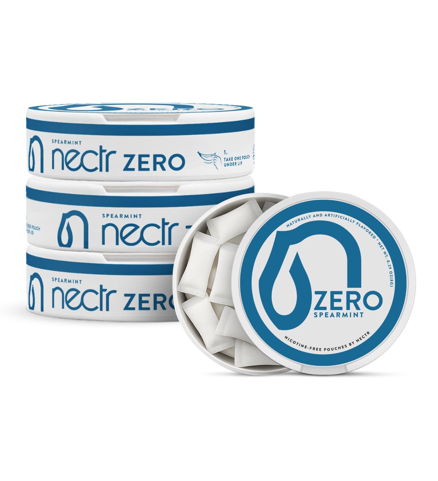 Nectr Energy Zero Pouches - No Caffeine No Sugar Zero Calories Mini Pouches for Oral Fixation and Stress Relief - 4 Pucks of 20 - Spearmint Flavor - Buy Online on GoSupps.com