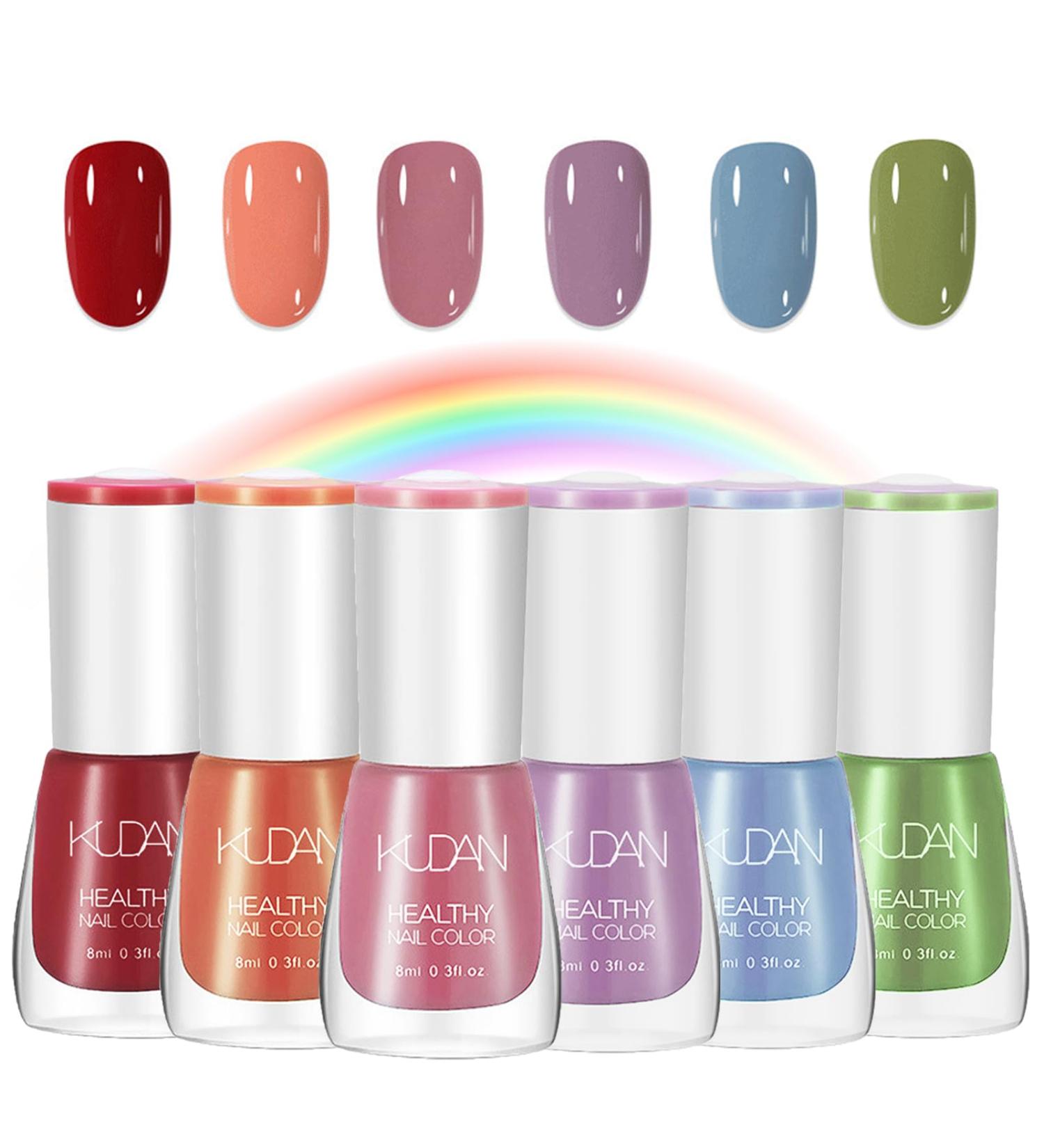 Rainbow Colorful Nail Polish Set - Quick Dry & Long Lasting Nail Varnish - Non-Toxic Water Based Holographic Nail Polish - No Need UV Nail Polish Kit Christmas Gifts for Women Girl (Rainbow Colors) - Buy Online on GoSupps.com