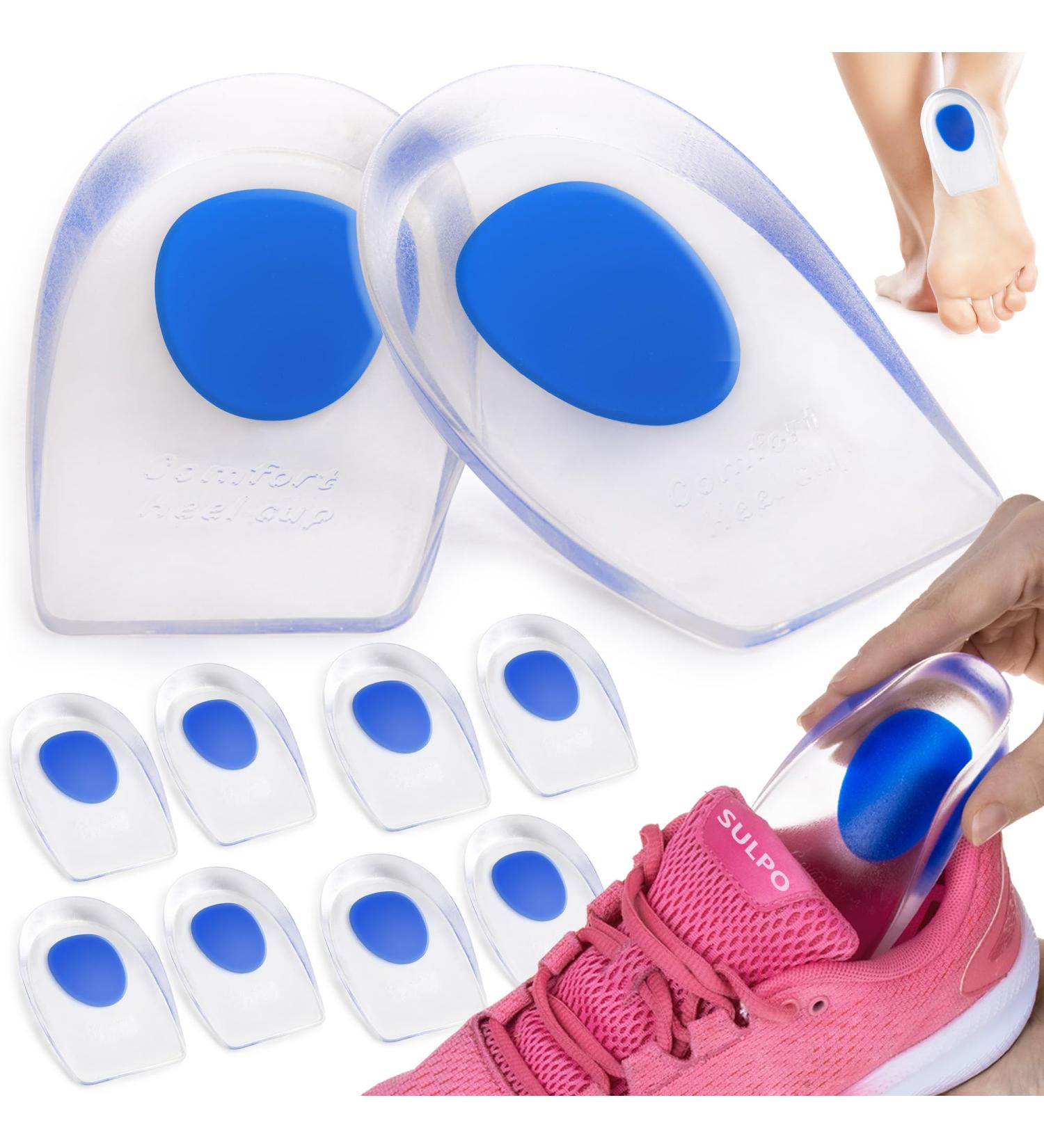 Sulpo Gel Heel Cushions - 5 Pairs for Heel Spur Relief | Silicone Insole Inserts for Men & Women | Comfortable Shoe Protection Size 40-46 - Buy Online on GoSupps.com