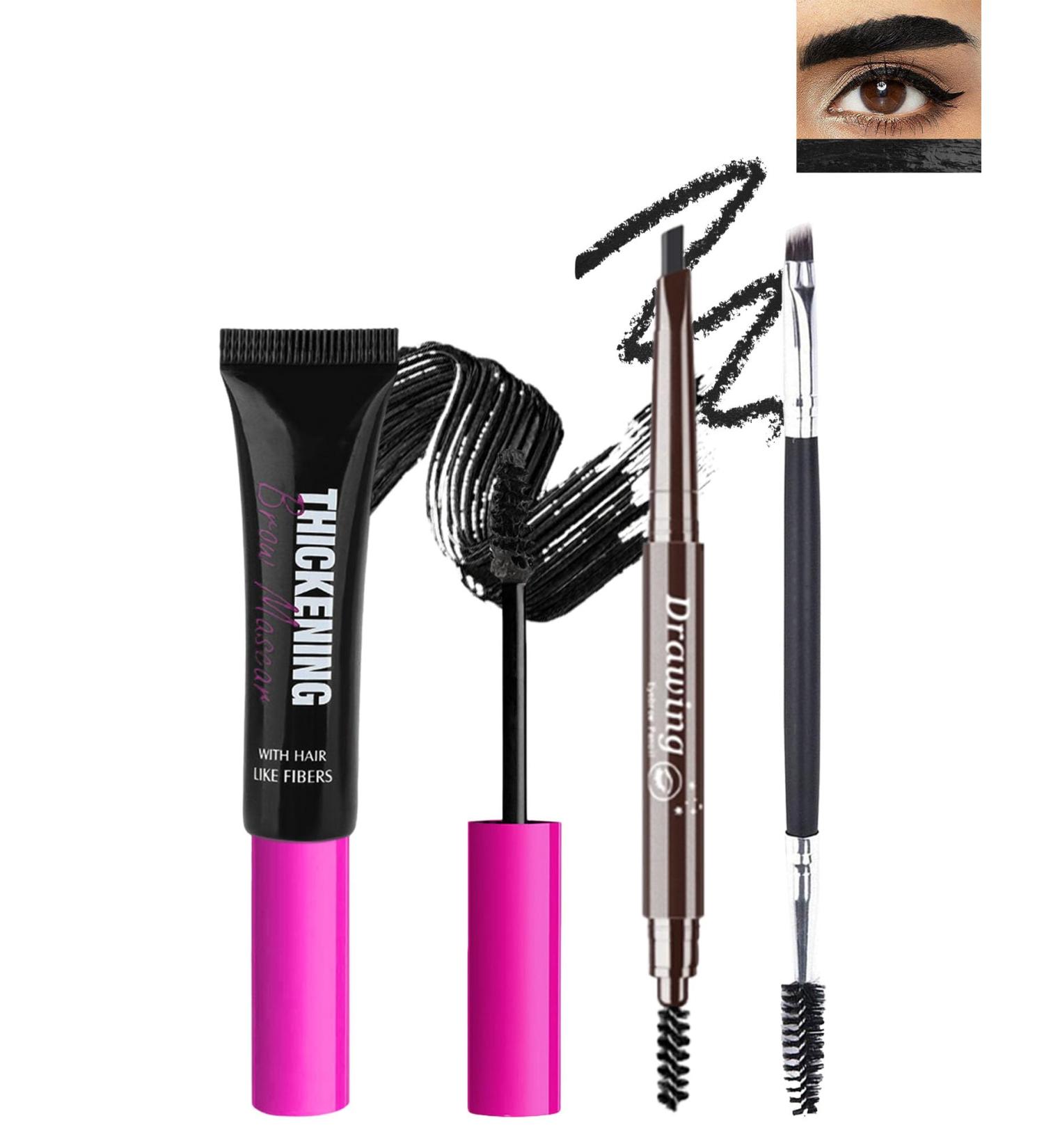 Tinted Brow Gel Kit-1 Black Tinted Eyebrow Mascara Gel & 1 Eyebrow Pencil Black Waterproof Thickening Long Lasting Transfer-Proof Brow Glue Fill Shaping Eyebrow Makeup with Brow Tool & Brush-Set 8 Set 8 Black - Buy Online on GoSupps.com