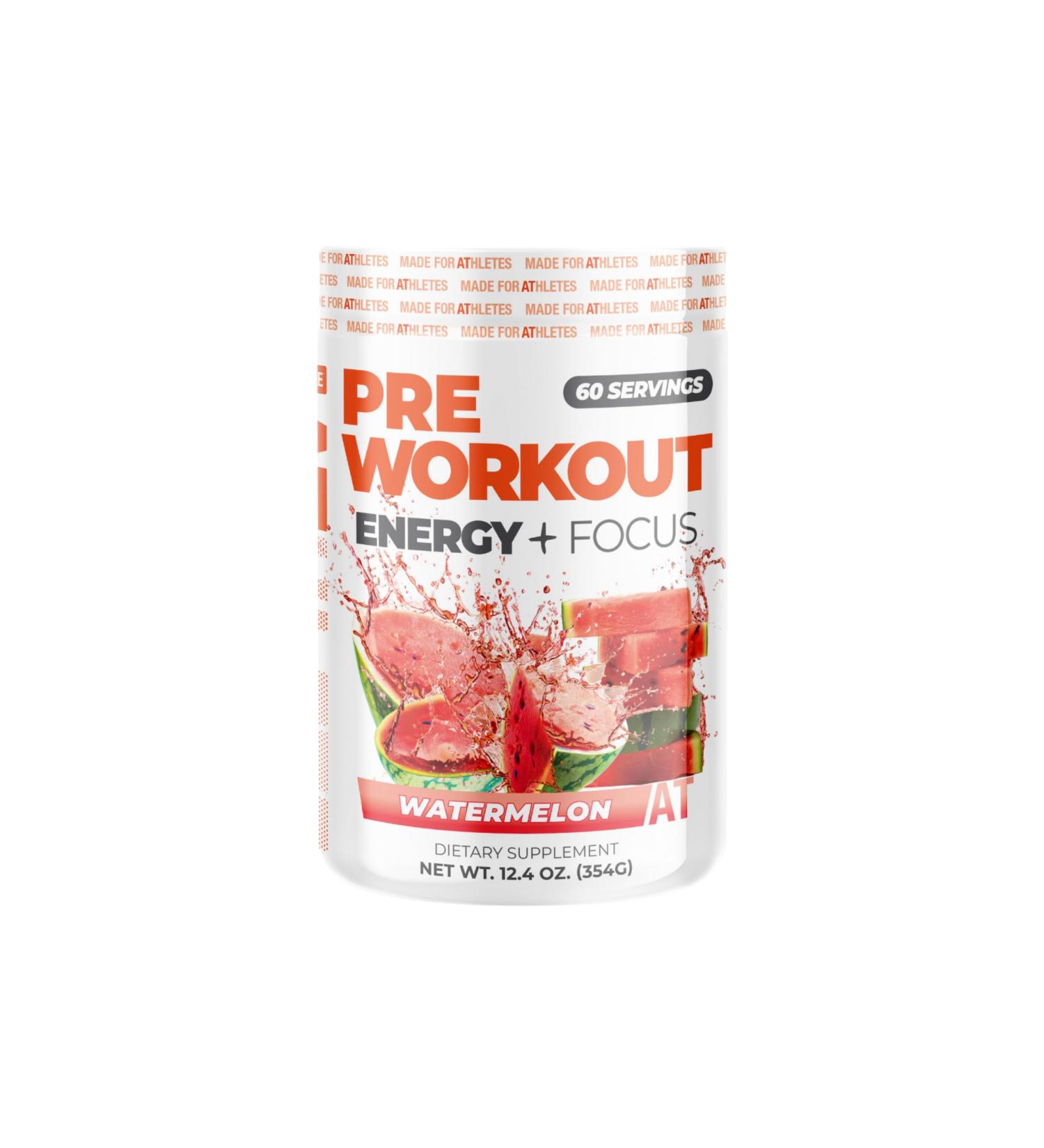 About Time Pre Workout Energy + Focus Watermelon | 60mg Caffeine from Green Tea Natural Flavors No Jitters or Crashes No Stim Gluten Free Sugar Free 60 Servings - Buy Online on GoSupps.com