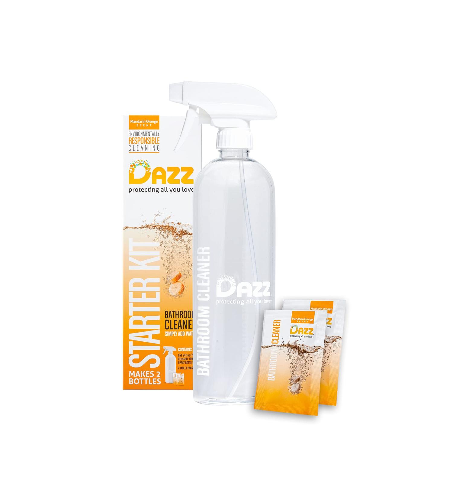 DAZZ Eco-Friendly Bathroom Cleaner Kit - Reusable Spray Bottle & Non-Toxic Refills for Kids & Pets - Buy Online on GoSupps.com