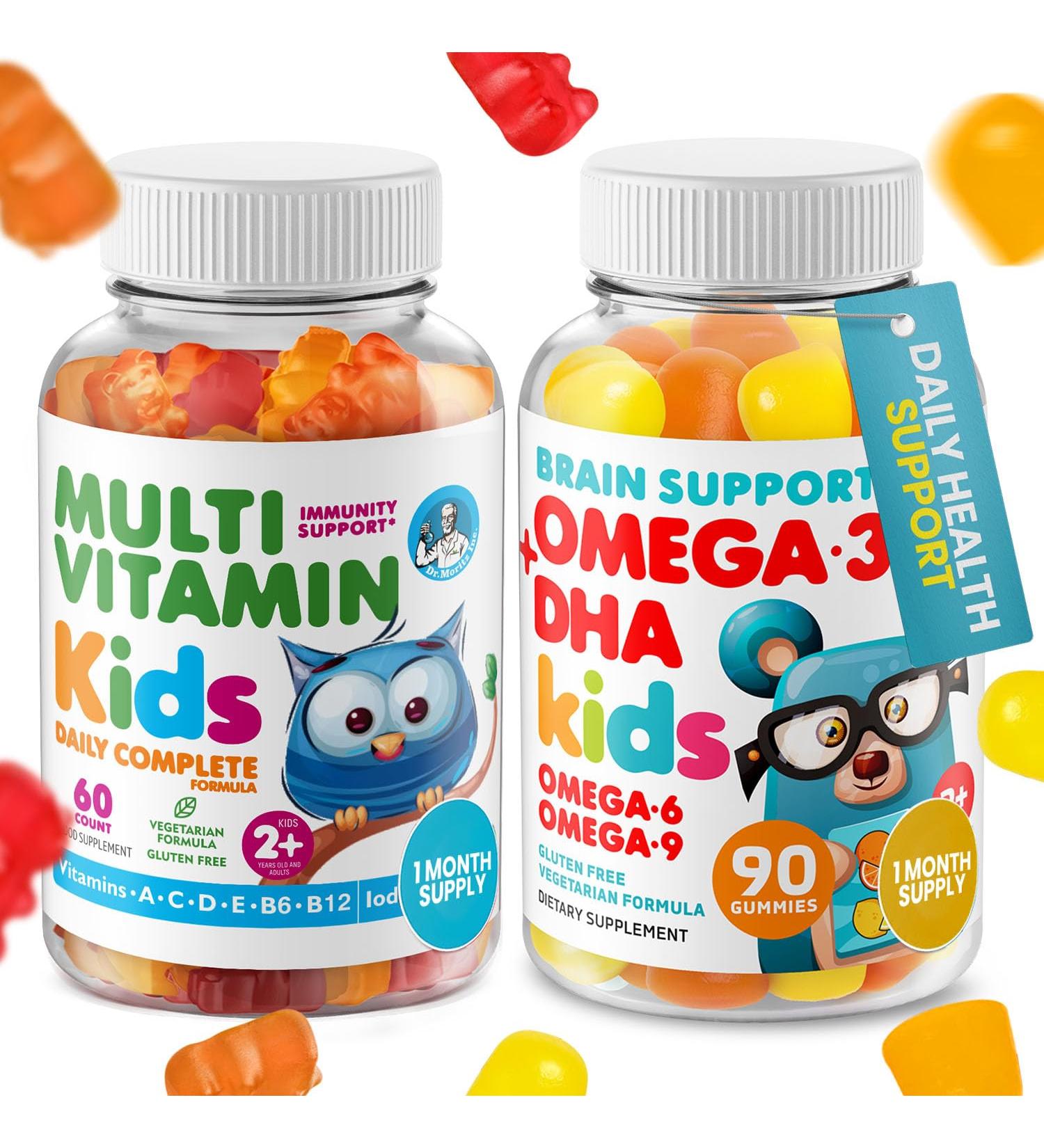 DR. MORITZ Omega 3 Gummies (90 Count) and Kids Multivitamin Gummies Bundle (60 Count) - for Daily Health Support - Vegan DHA Omega 3 for Kids - Non-GMO Toddler Vitamins -Yummy Kid Vitamins 150 Count 2 Pack - Buy Online on GoSupps.com