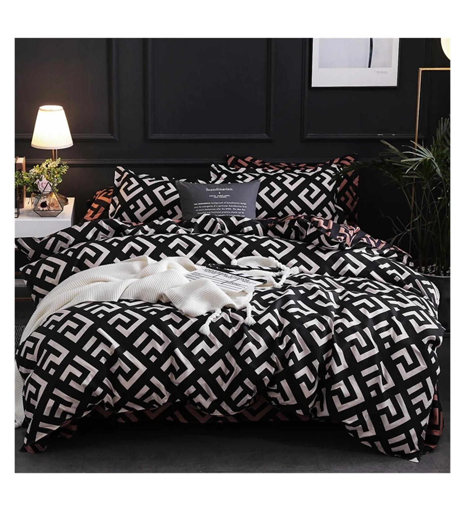Luxury Black Bedding Set Queen King Full Size Polyester Bed Linen Duvet Cover Set with Pillowcase Soft (1 Twin) - Buy Online on GoSupps.com