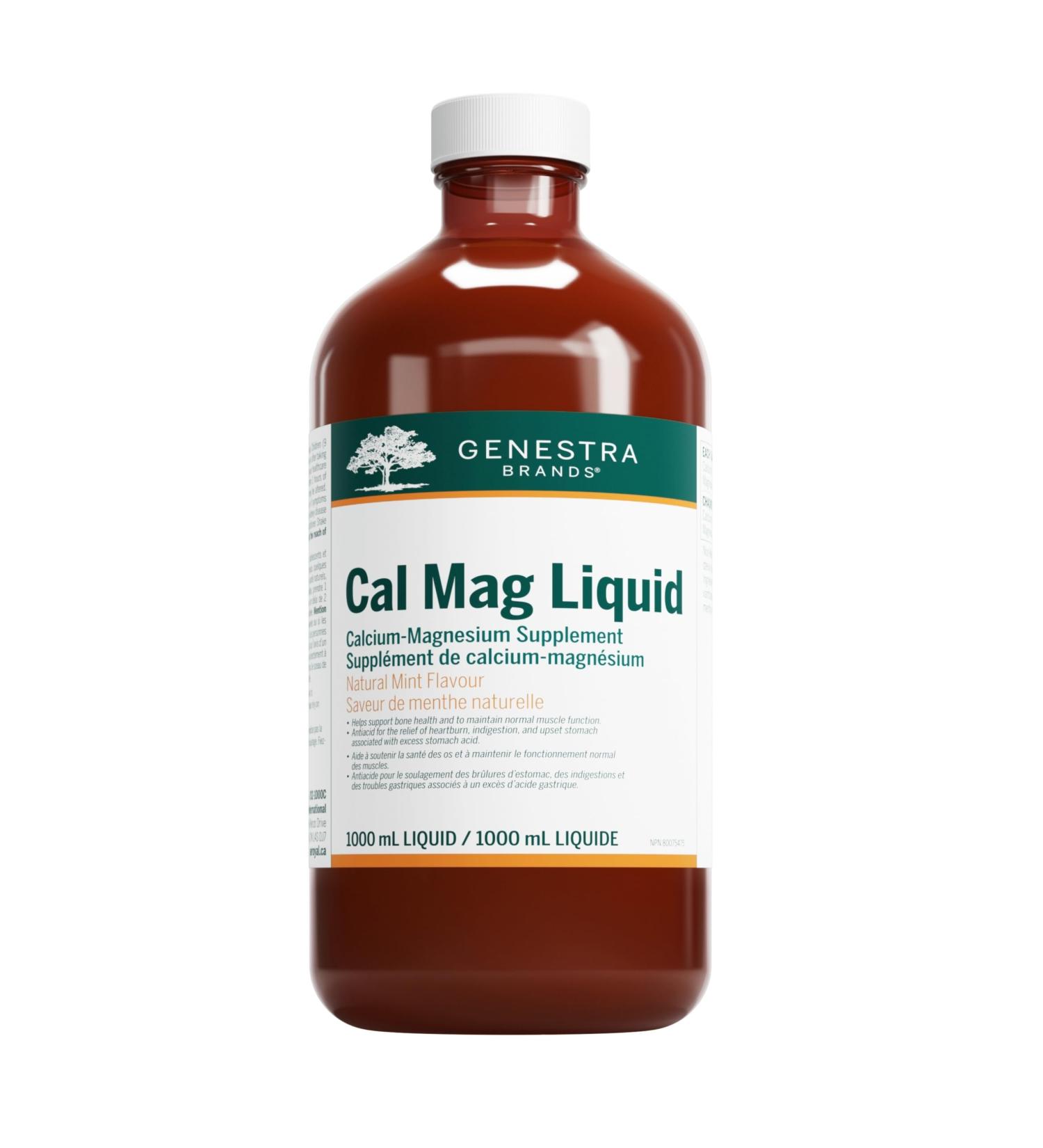 Genestra Brands - Cal Mag Liquid - Calcium-Magnesium Supplement - 1000 ml Liquid - Natural Mint Flavour - Buy Online on GoSupps.com