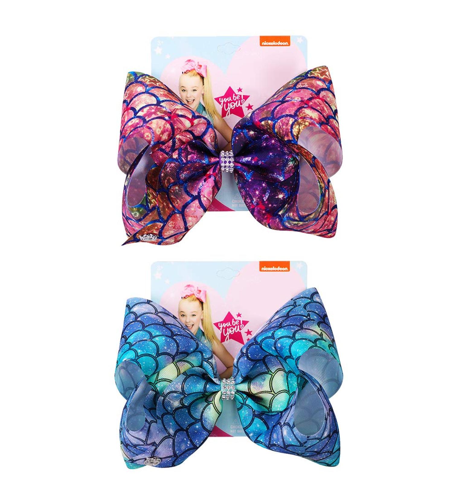 2 Pack Siwa Style Hair Bows for Girls - 8 Inch Large Ribbon Hair Barrettes Set | Mermaid Bows Accessories | Best Xmas Gift - Buy Online on GoSupps.com