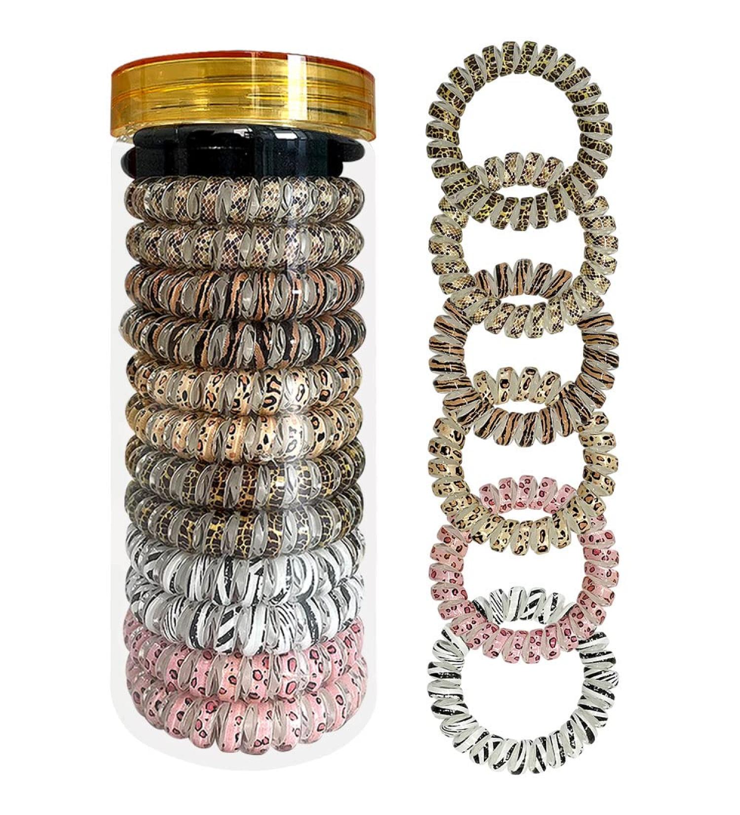 BeliJiu Spiral Coil Hair Ties - Animal Pattern 12P | Elastic Hair Ties for Women | Wrinkle Free & Long Lasting | Pain Free Ponytail Accessories - Buy Online on GoSupps.com