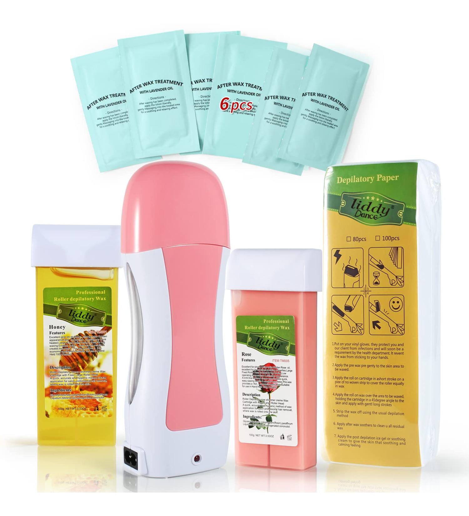 Rose & Honey Roll On Wax Kit for Sensitive Skin - Hair Removal Waxing Kit for Women and Men - At Home Roller Waxing Kit for Larger Body Areas - Buy Online on GoSupps.com