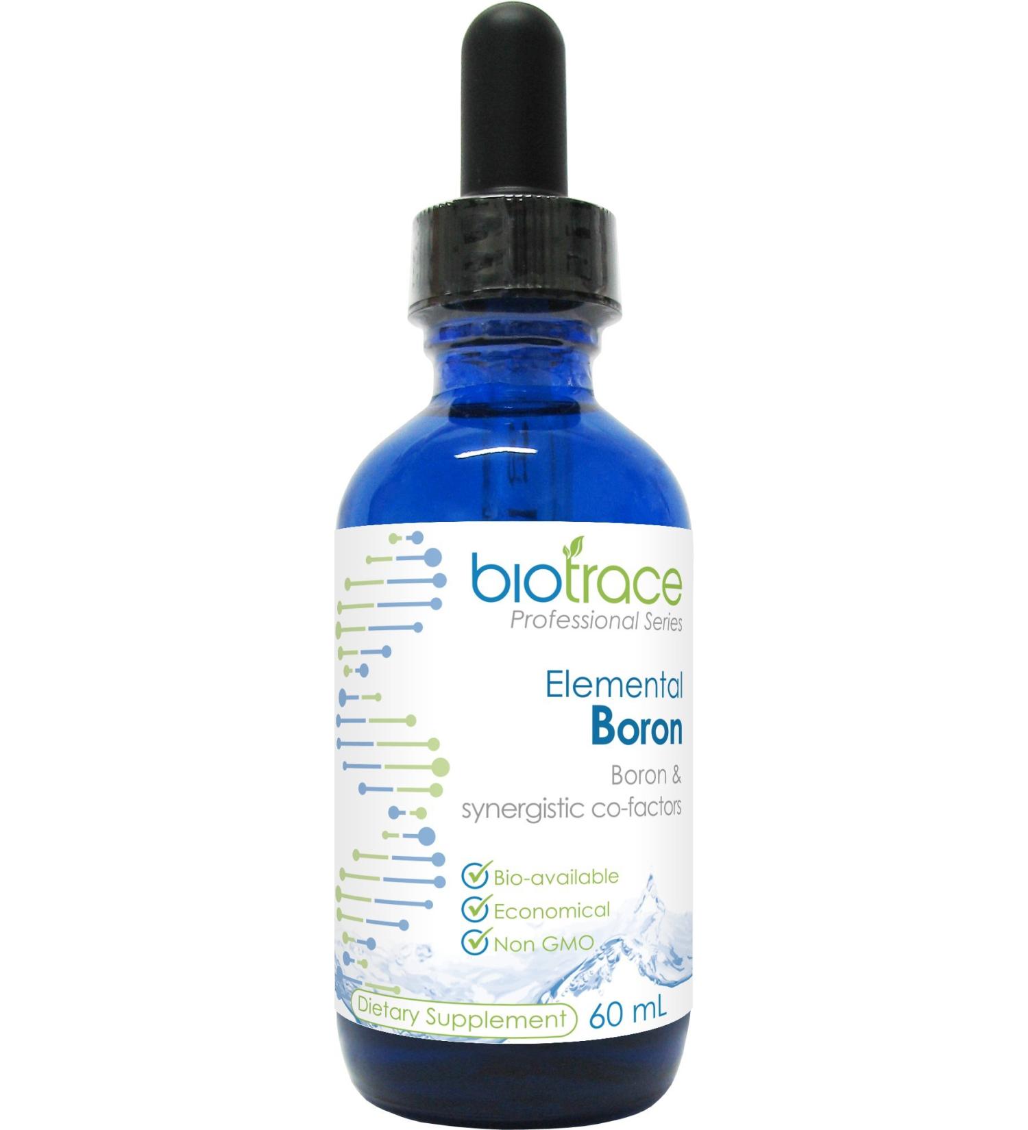 Boron Supplement Liquid Concentrated with 72 Trace Minerals Ionic Drops ( BioTrace Elemental Boron ) for 60-day Supply in 2.03 Fl Oz Small Travel Size