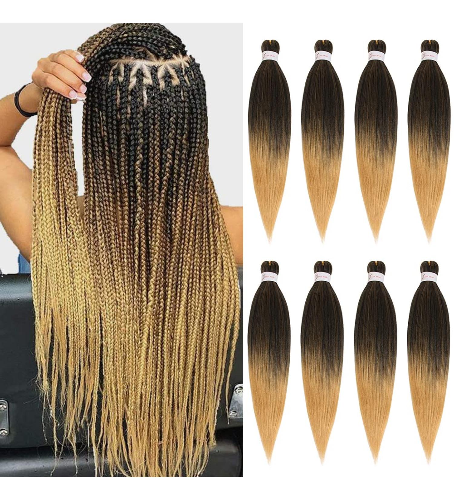 Xtrend 26 Inch EZ Braids 8Packs Pre-Stretched Easy Braiding Hair Extensions for Box Braids Hair Ombre Blonde Hot Water Setting Synthetic Fiber Hair Extensions T27# 26 Inch (Pack of 8) T27# - Buy Online on GoSupps.com