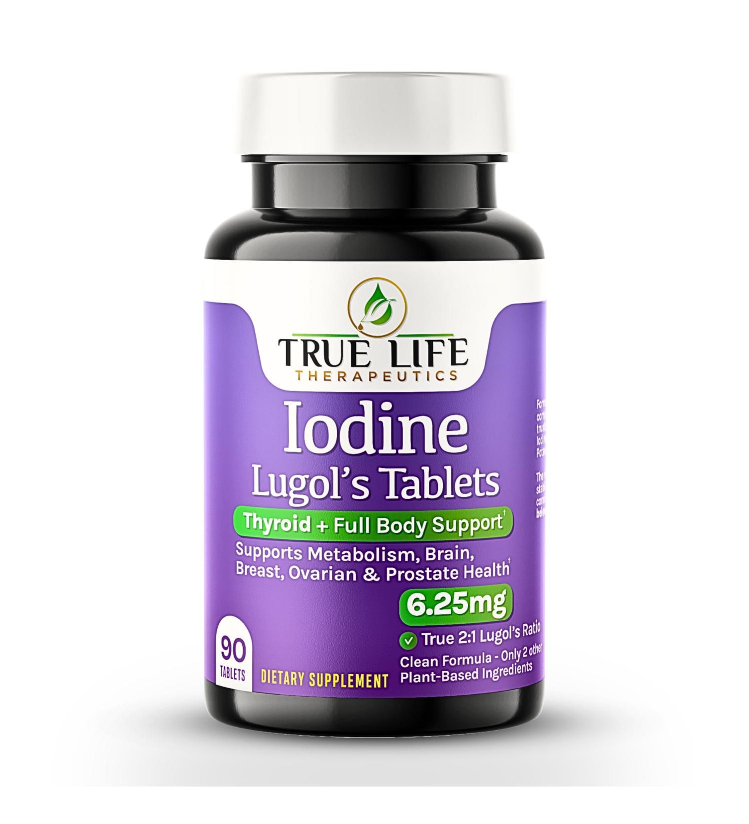 Lugol s Iodine Tablets 6.25mg Precise-Dose Thyroid & Energy Support No Harsh Liquid Stable Potassium Iodide Supplement 90 Ct Non-GMO No Preservatives - Buy Online on GoSupps.com
