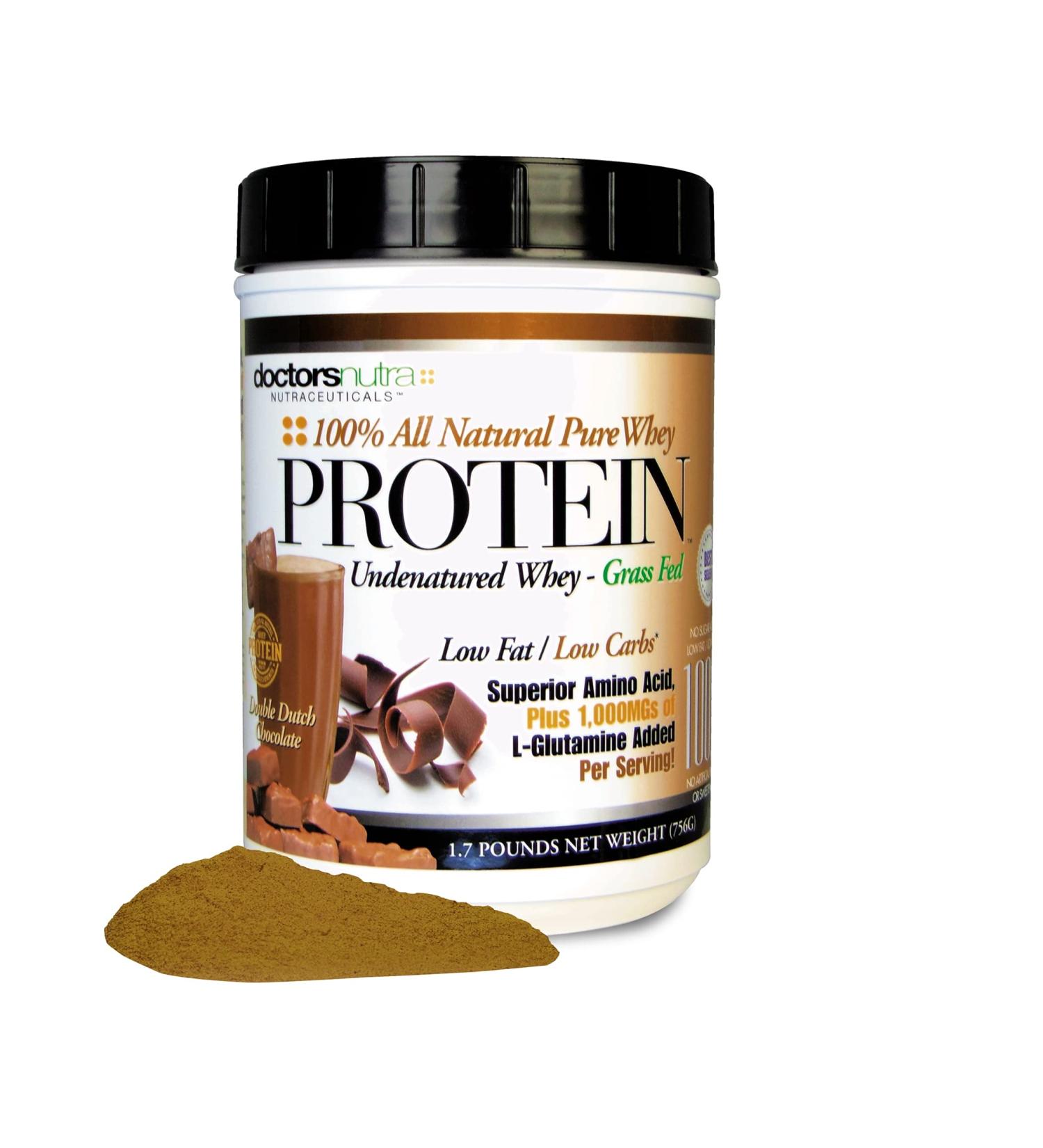 Pure 100% Undenatured Grass Fed Whey Protein | Low Carb & Low Fat | Double Dutch Chocolate Flavor | 1000mg L-Glutamine | International Shipping Available - Buy Online on GoSupps.com