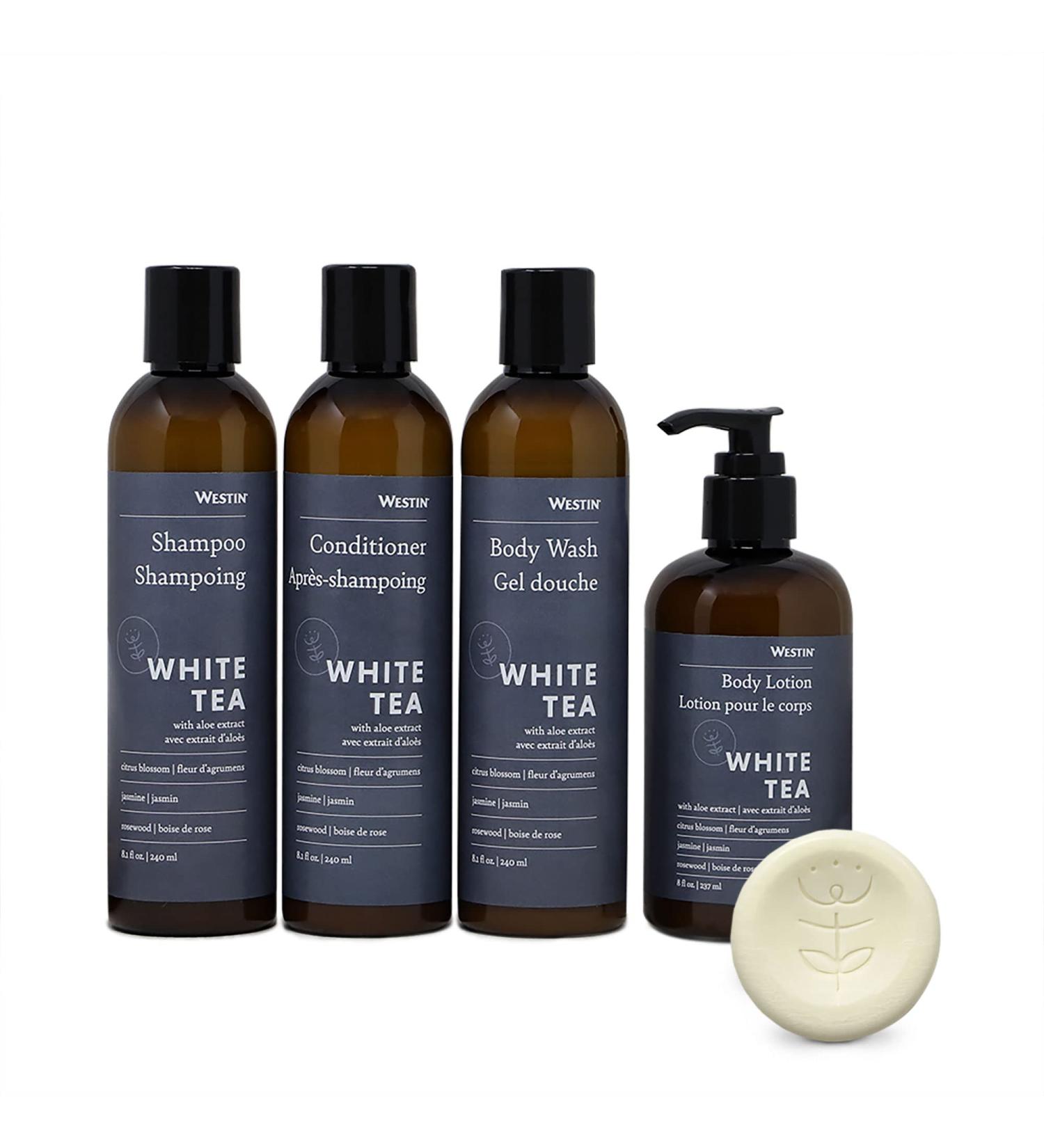 Westin White Tea Aloe Bath & Body Set - 8 oz. Shampoo, Conditioner, Body Wash, Lotion & 5 Soap Bars - White Tea Scent - Buy Online on GoSupps.com