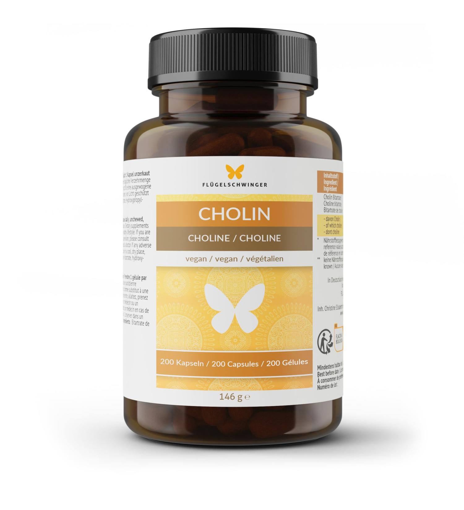 200 Vegan Choline Capsules for 6 Months Supports Fat Metabolism & Liver Function No Additives - Buy Online on GoSupps.com