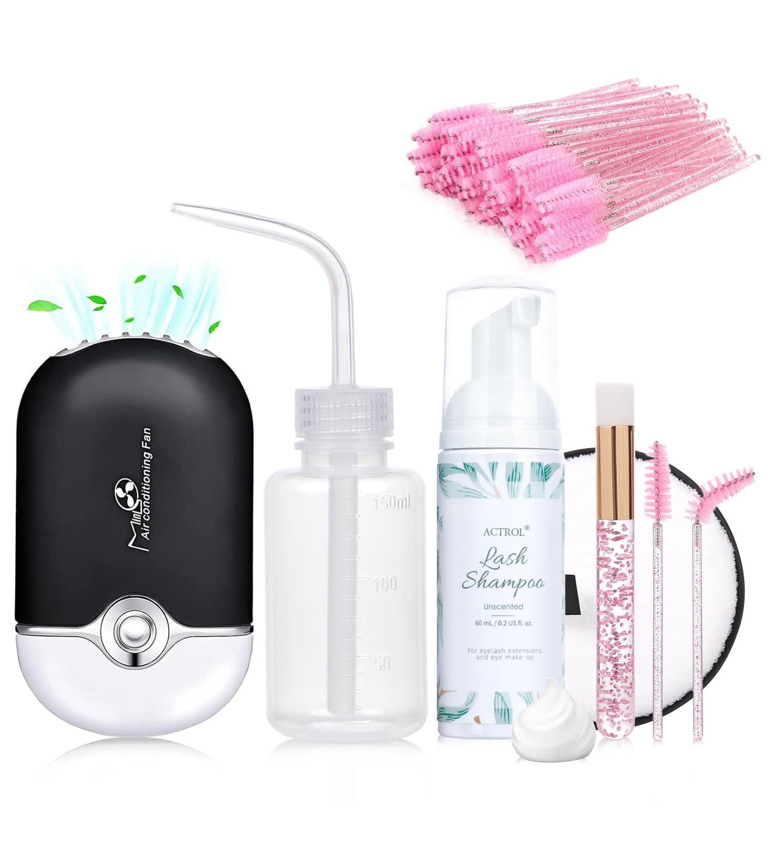 Eyelash Extension Shampoo Kit 60ml Unscented Lash Extension Cleanser with Lash Fan Black Professional Eyelid Foaming Cleanser Paraben & Sulfate Free Non-lrritating Unscented 60ml-Kit(Black) - Buy Online on GoSupps.com