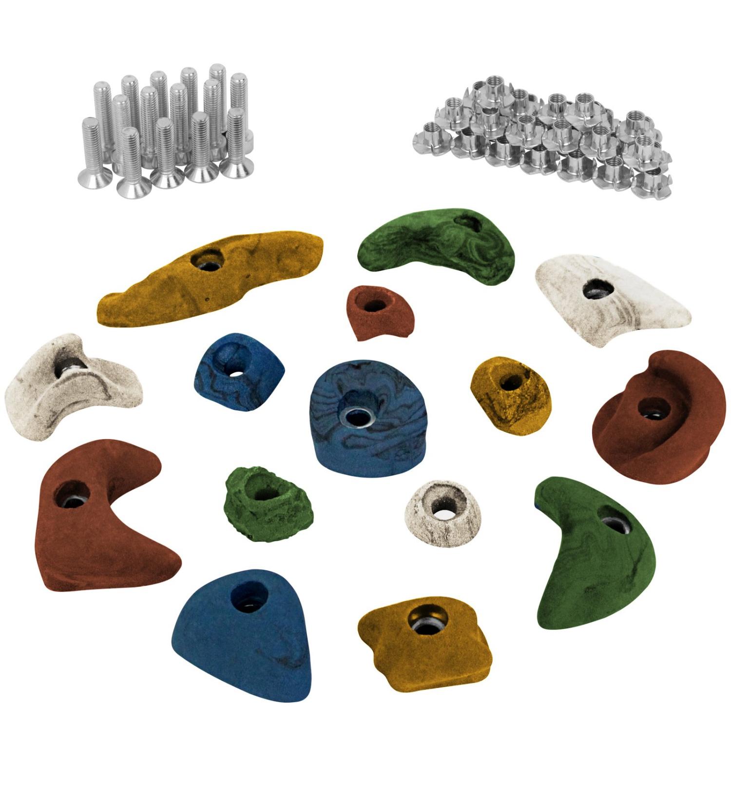 ALPIDEX Starter Set: 15 Colored Climbing Holds & Stones with Screws - Perfect for Indoor & Outdoor Climbing - Buy Online on GoSupps.com