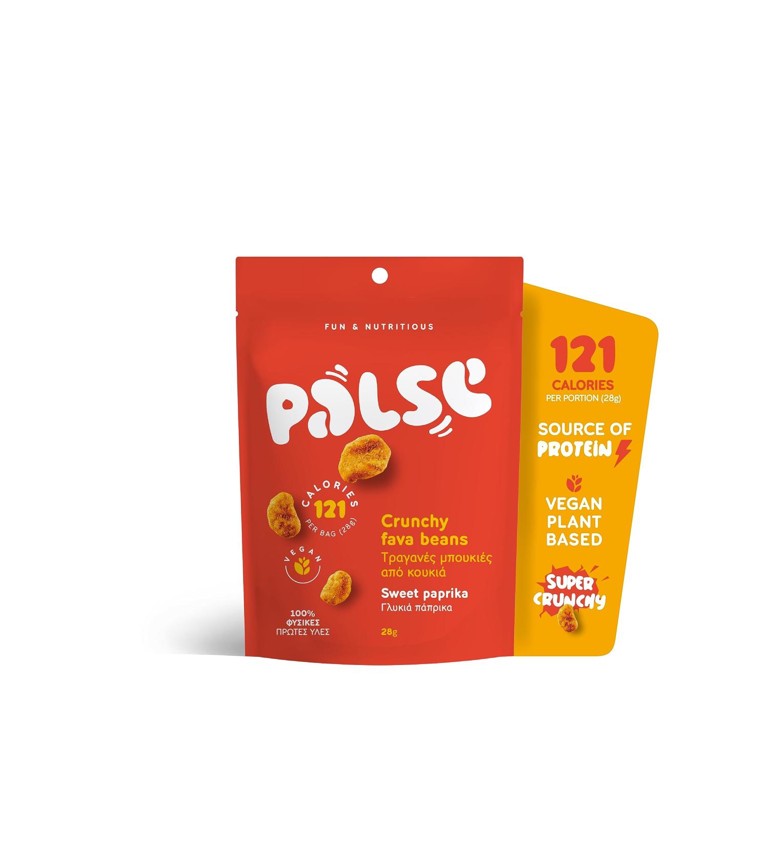 PALSE Crunchy Broad Beans: Sweet Paprika - Delicious Healthy Vegan Snack from Real Pulses High Protein & Fibre Low fat - Plant-Based Lower Sugar - Box of 12 Packs (28g Each) - Buy Online on GoSupps.com