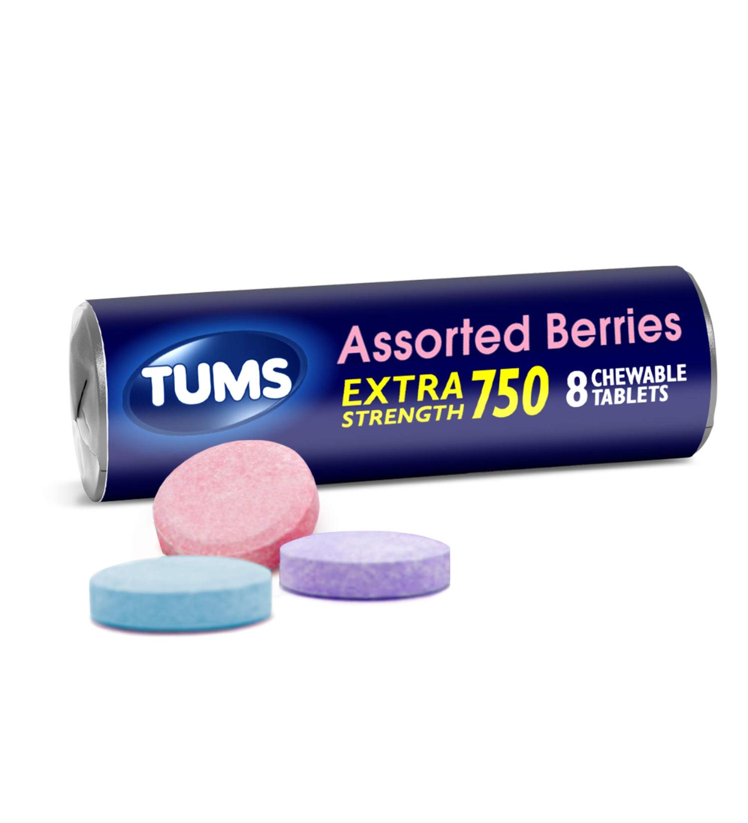 TUMS EX Assorted Berries 8 Count - Pack of 12 Antacid Rolls - Buy Online on GoSupps.com