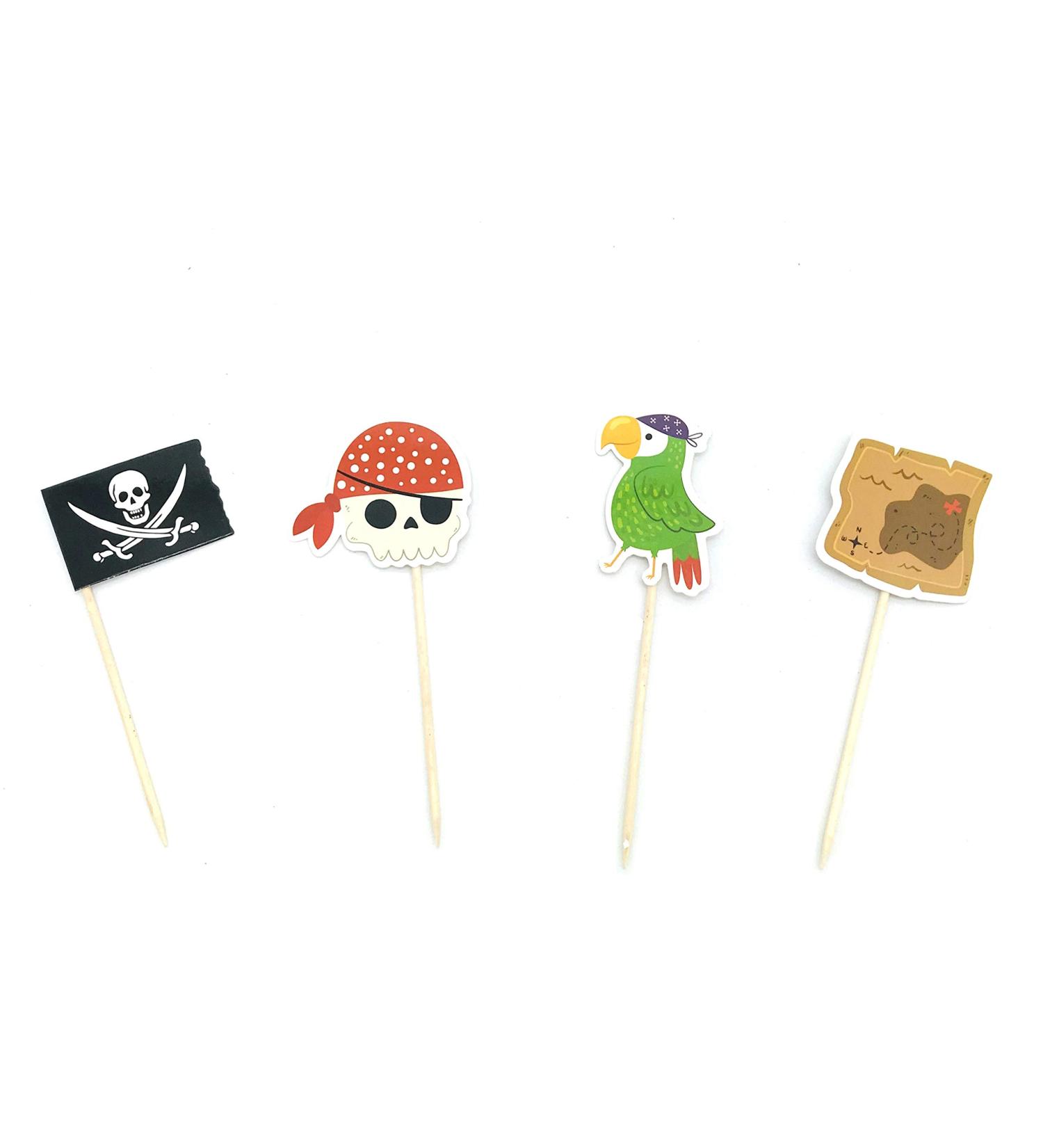 Weyoo 40 Pieces Pirate Themed Cupcake Toppers Decorations for Kids Birthday Party Baby Shower Cake Decoration Supplies - Buy Online on GoSupps.com