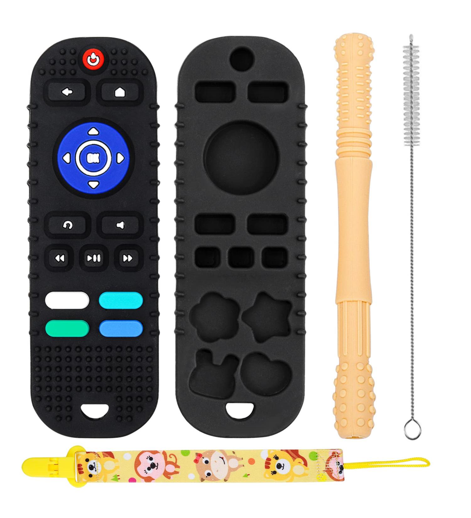 Iselyn 3-Pack Silicone Remote Teether Toys for Babies 0-12 Months - Unisex Teething Toys Set with Remote Control Shape, Chain, and Gifts - Buy Online on GoSupps.com