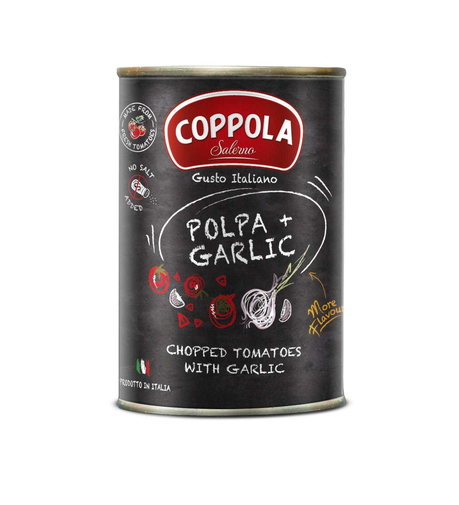  Coppola Salerno Coppola Pack of 12 chopped tomatoes with garlic 400g - Buy Online on GoSupps.com