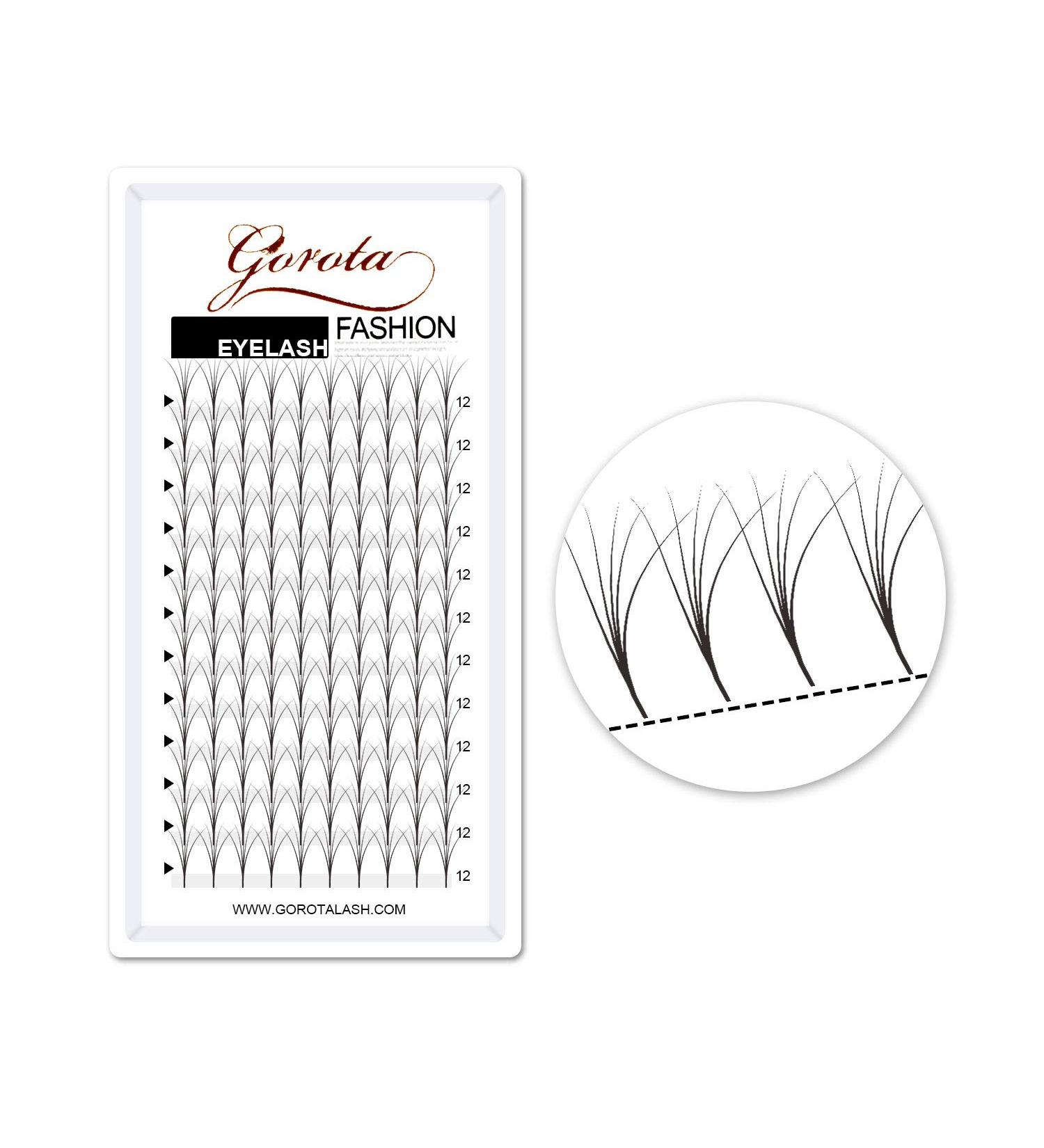 Gorota 5D-C-0.07 Heat Bonded Premade Fans 8-15mm for Russian Volume Lash Extensions - 8mm Length - Buy Online on GoSupps.com