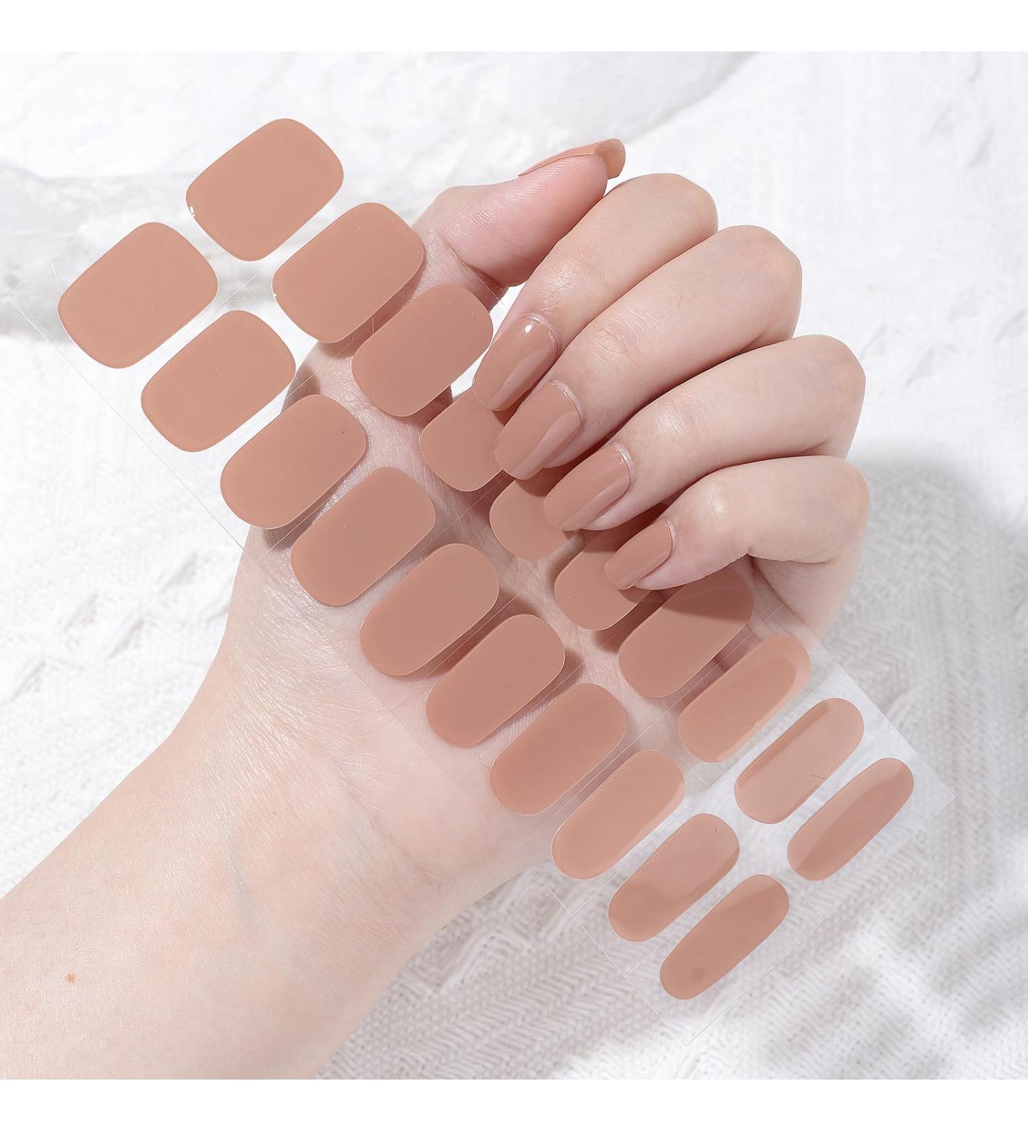 CBOIC 22PCS UV Gel Nail Polish Stickers - Long-Lasting Warm Nude Nail Strips | Semi-Hardened Gel Film for Women & Girls - Shop Internationally! - Buy Online on GoSupps.com