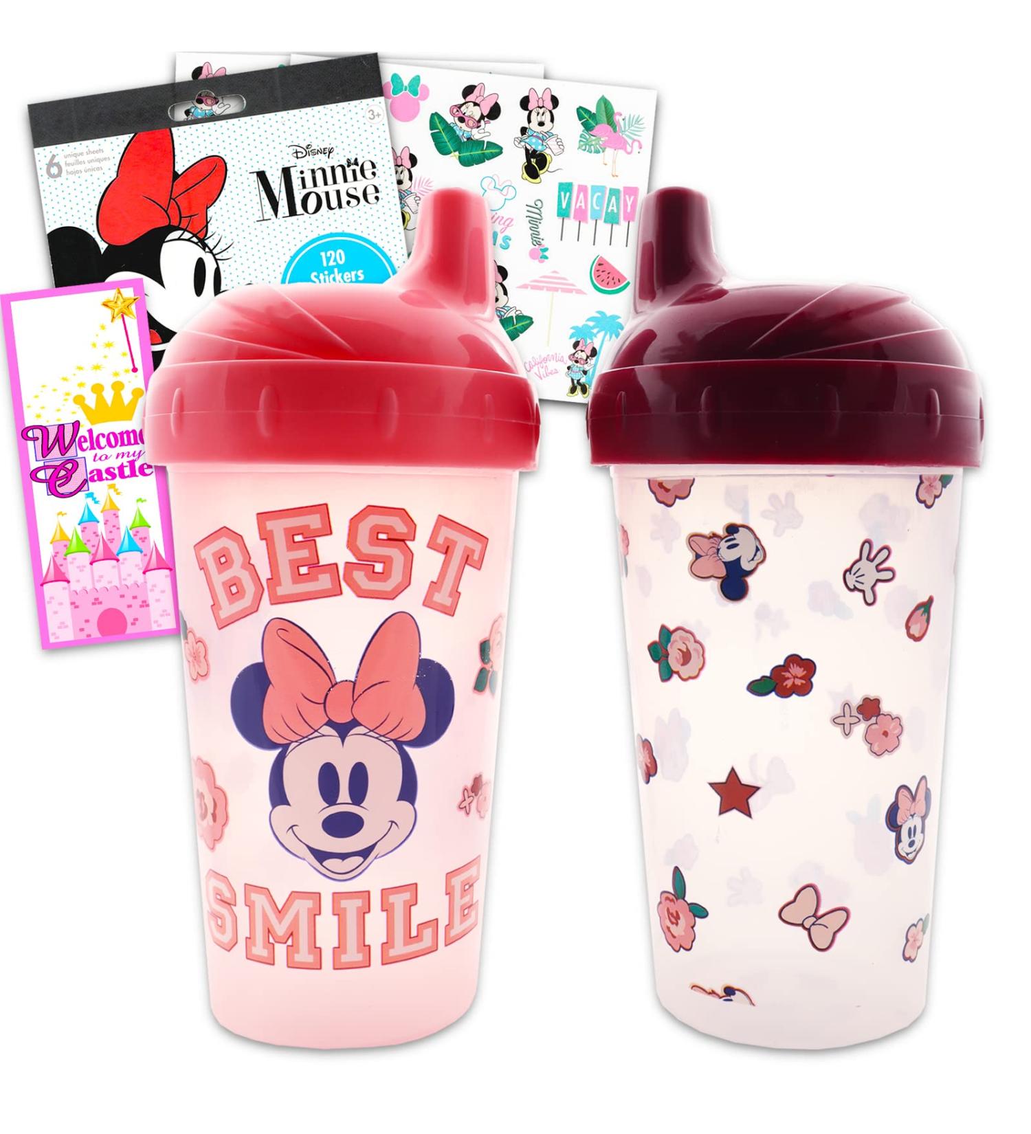 Disney Minnie Mouse Sipper Cup Set for Kids - 2 Leak-Proof Spill-Proof Sippy Cups with Minnie Stickers - Buy Online on GoSupps.com