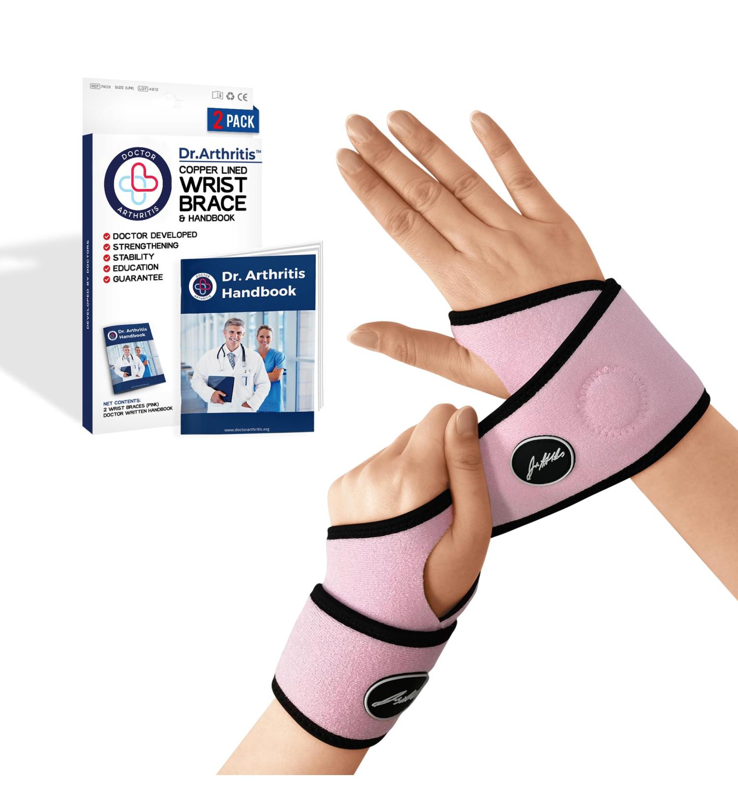 Dr. Arthritis Light Wrist Bandage - Tendonitis & Carpal Tunnel Support - Stylish Pink Couple Design - Buy Online on GoSupps.com