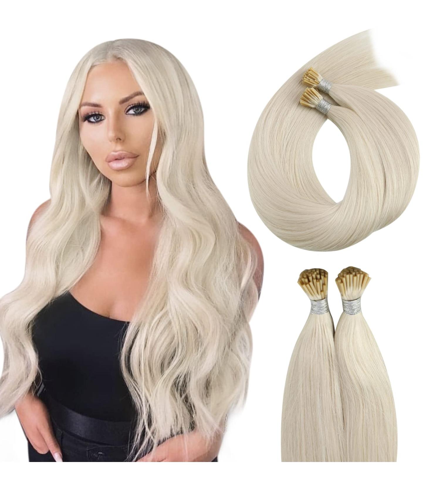 Moresoo Real Hair Keratin Bonding Extensions #60 Platinblond - Silky I-Tip Extensions 22 Inch 40g/50 Strands - Buy Online on GoSupps.com