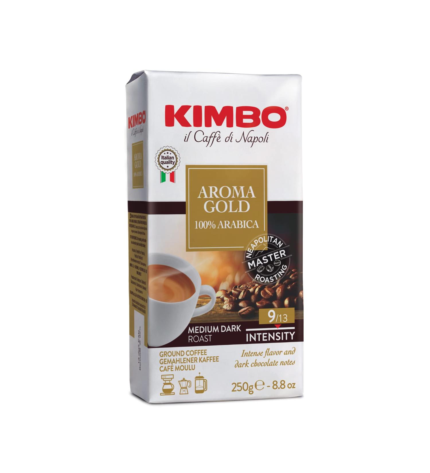 Kimbo Aroma Gold 100% Arabica Ground Coffee - 250g Bag