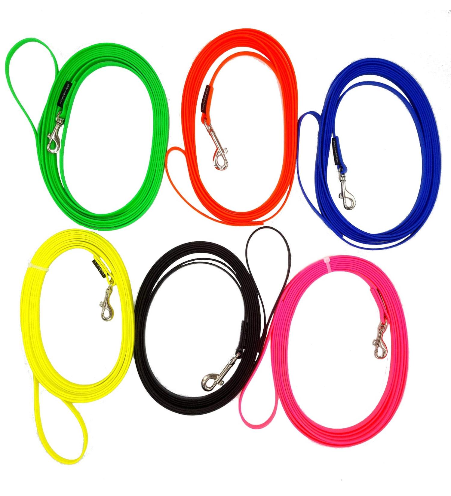 Elropet Dogeline Biothane tow leash Training line track leash (10m without hand loop neon yellow 16mm) 10m without hand loop neon yellow 16mm