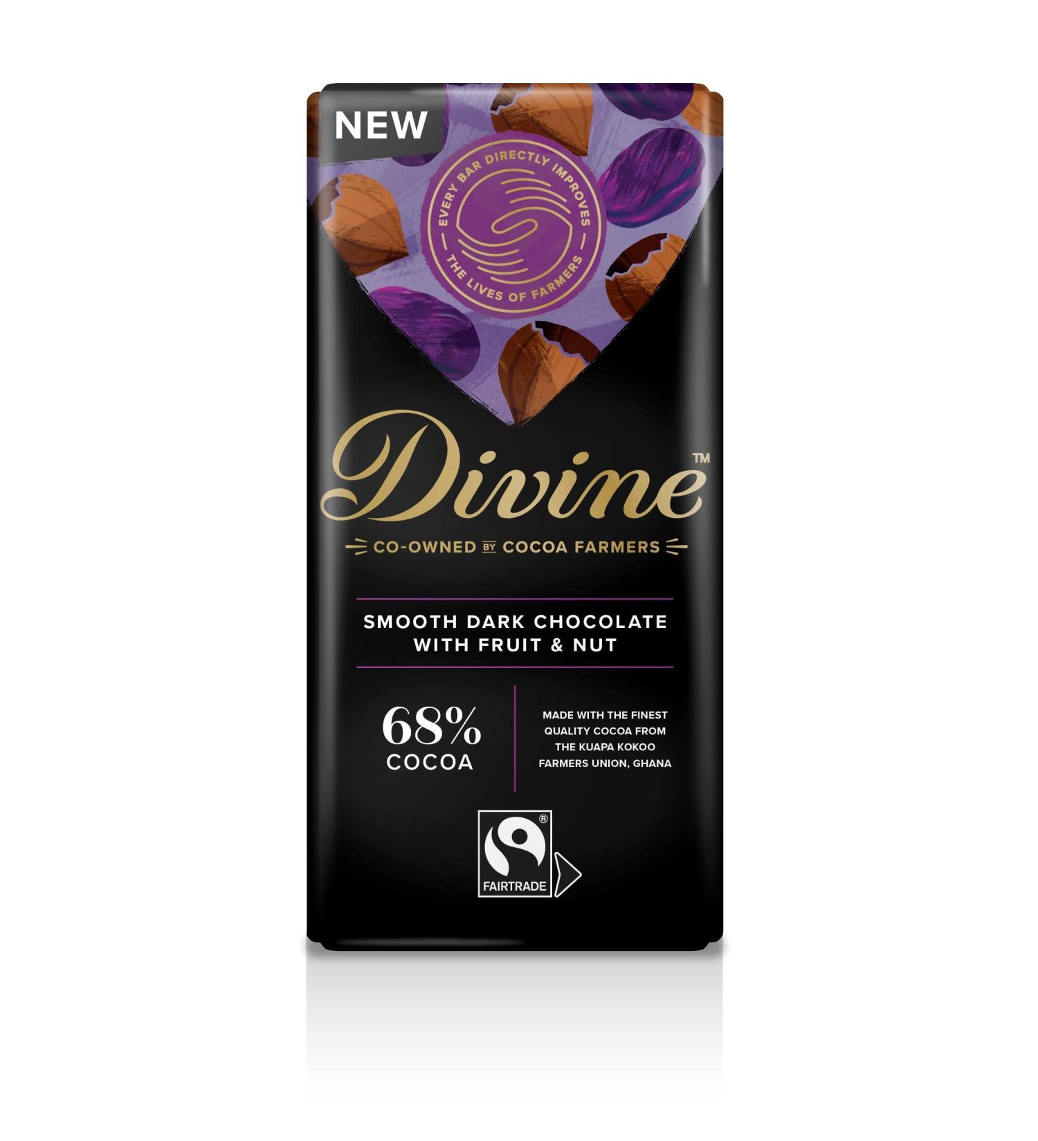 Divine 68% Dark Chocolate with Fruit and Nut 90g Dark Druit & Nut