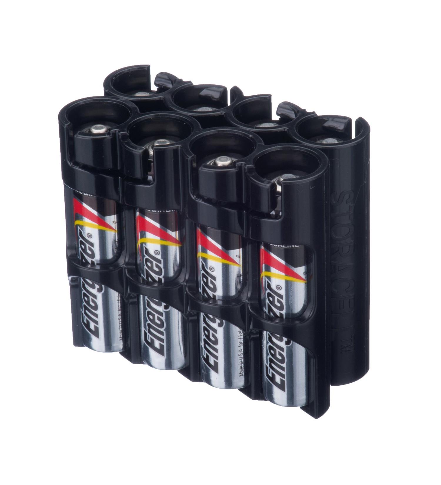 AAA8pkTB by Powerpax AAA Battery Caddy Black Holds 8 Batteries
