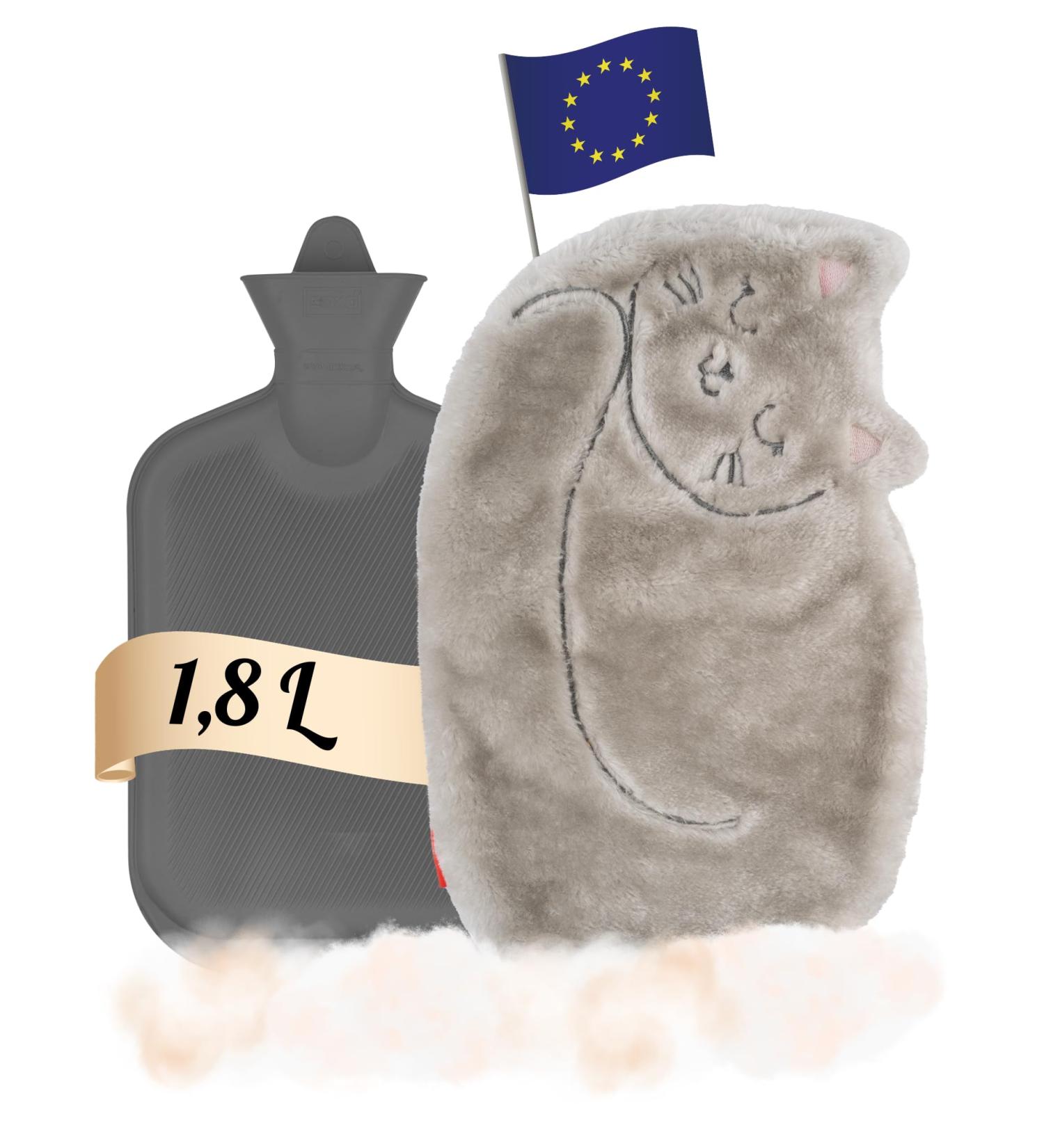 SOXO Plush Hot Water Bottle Cover with Cat Ears for Kids - Neck & Back Pain Relief | Hand Warmer for Period Cramps - Buy Online on GoSupps.com