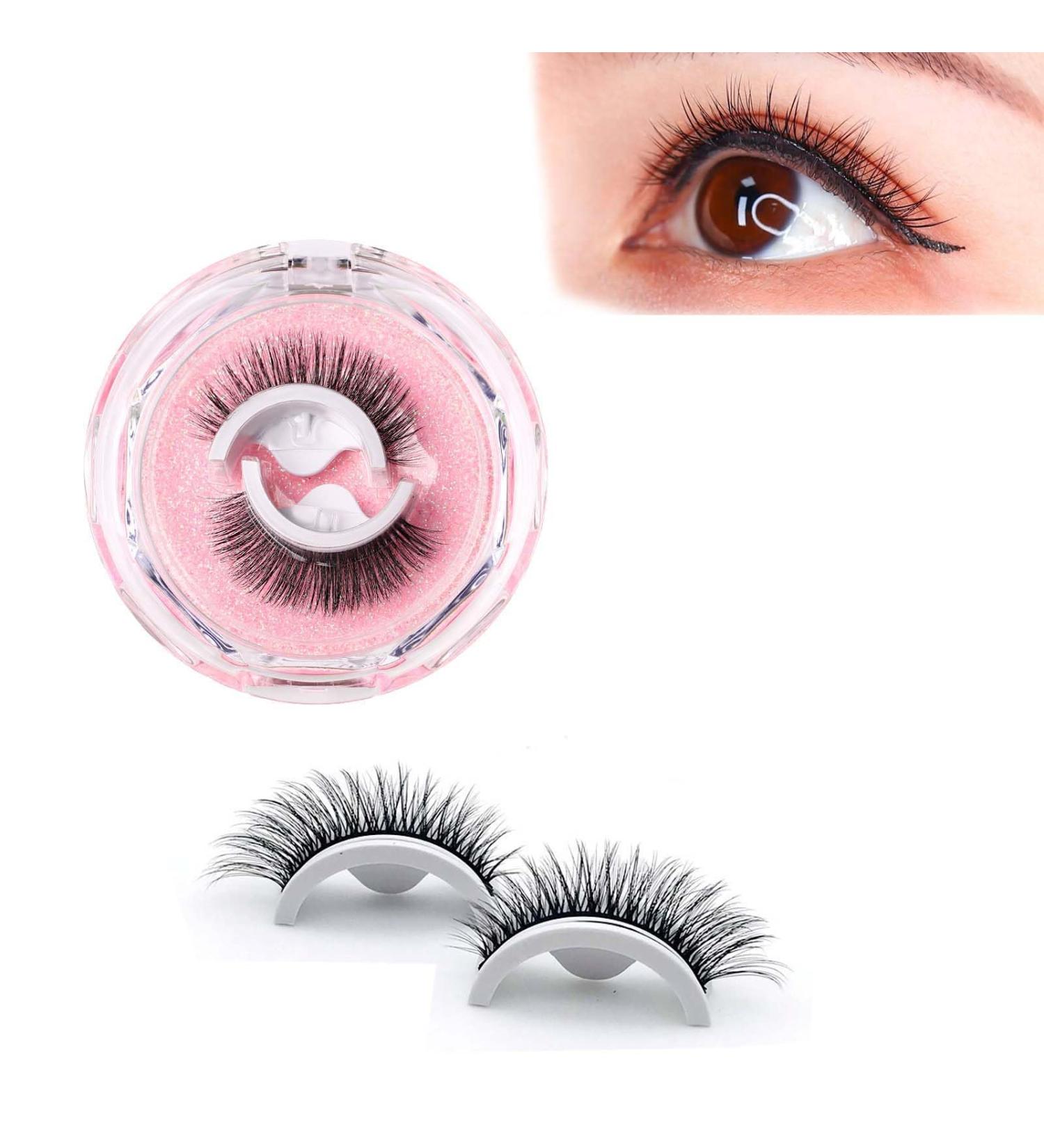 Dinghaole False Eyelashes Natural - 1 Pair Wispy Eyelashes Reusable 3D Lashes. Self Adhesive & Waterproof. No Glue or Eyeliner Needed. - Buy Online on GoSupps.com