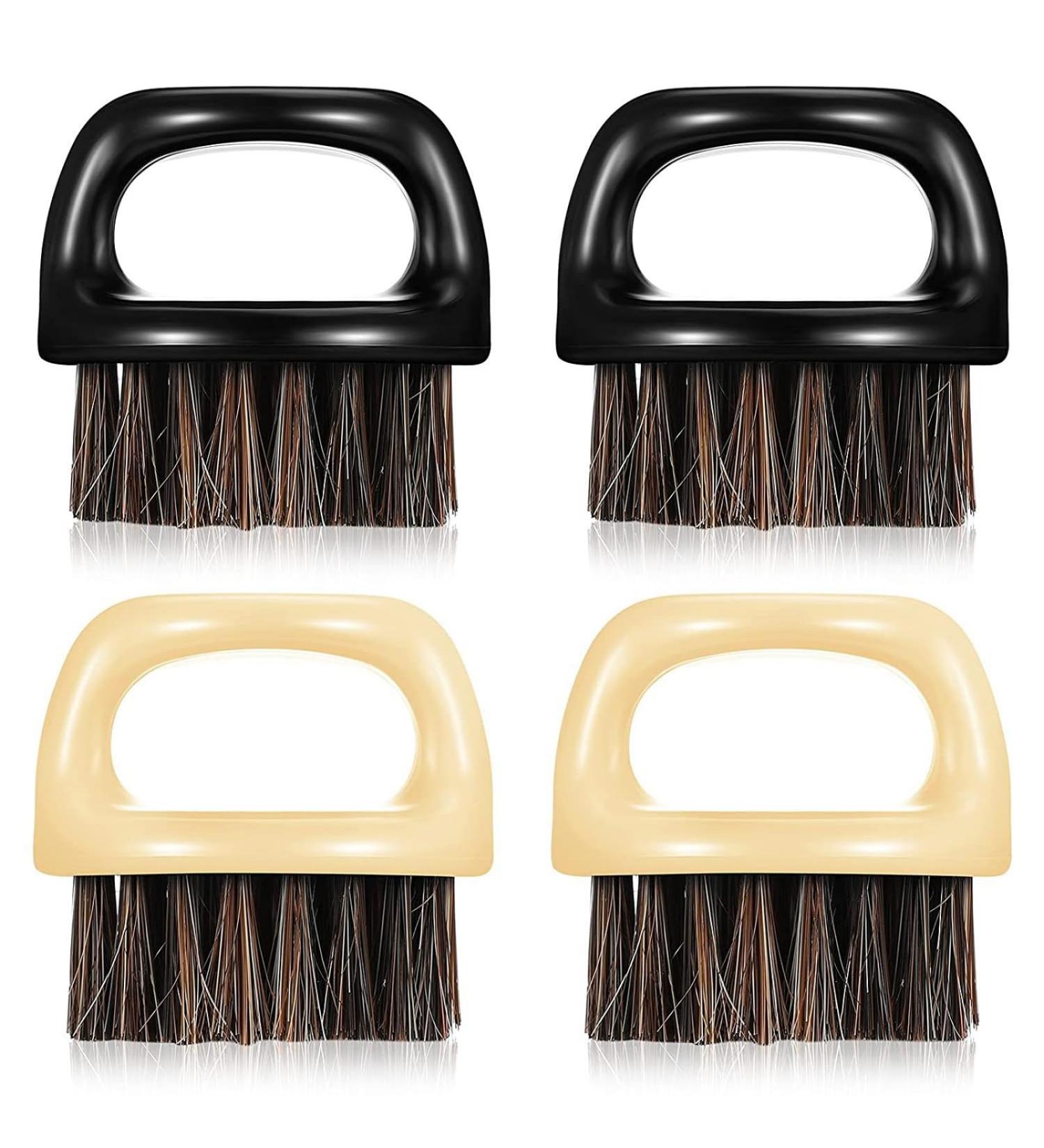Ankle Brush & Mustache Brush Set for Men 4 Soft Bristle Beard Styling Brushes with Round Handle - Perfect Grooming Tools - Buy Online on GoSupps.com