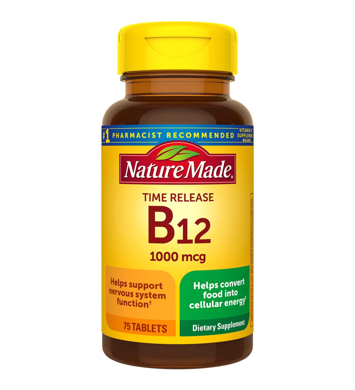Nature Made Vitamin B12 1000 mcg Time Release Tablets 75 Count - Pack of 75 Tablets - Buy Online on GoSupps.com