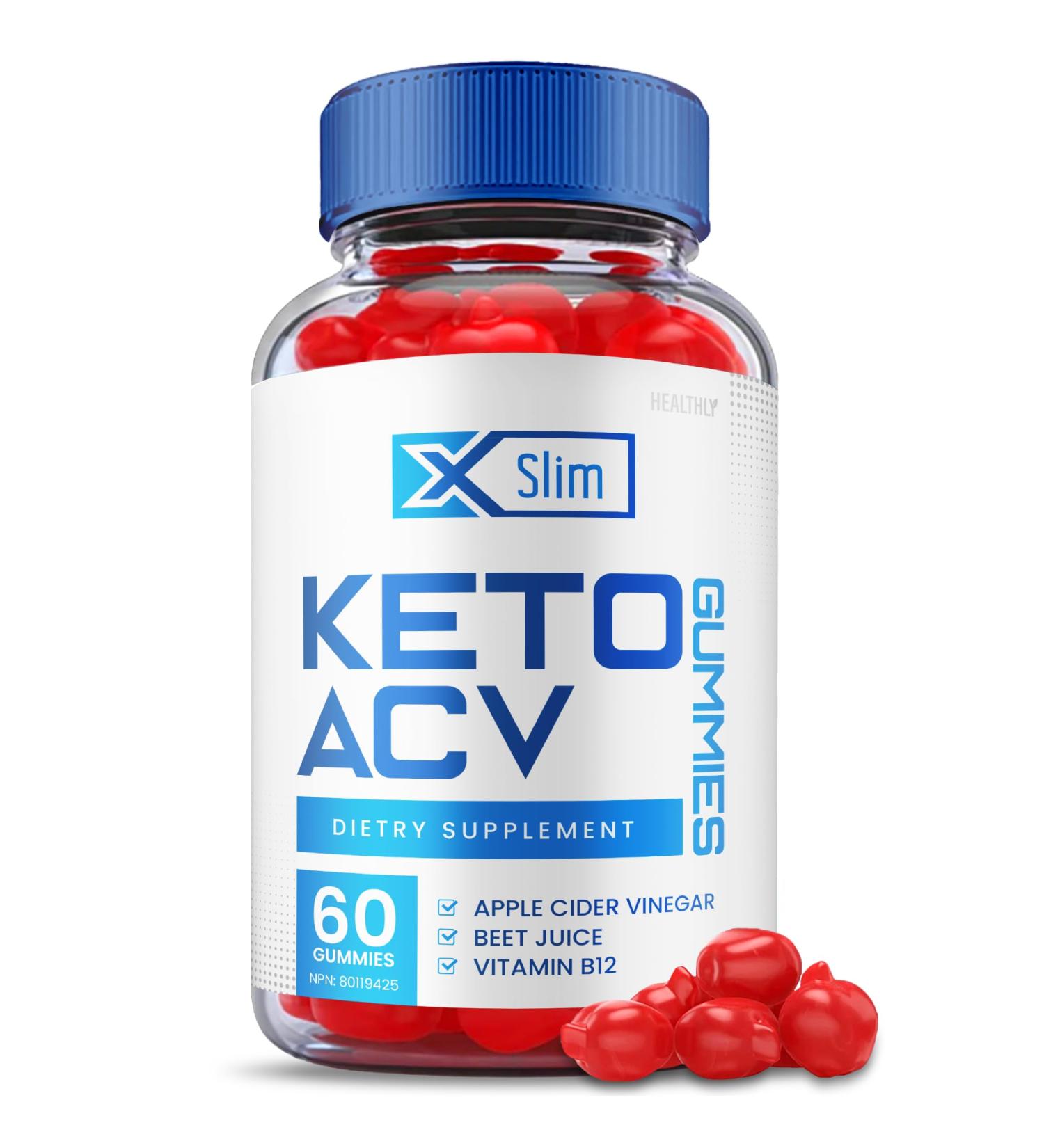 Xslim Keto ACV Gummies - Weight Loss Shark Tank Apple Cider Vinegar + B12 Beet Root Juice (60 Gummies) - Buy Online on GoSupps.com