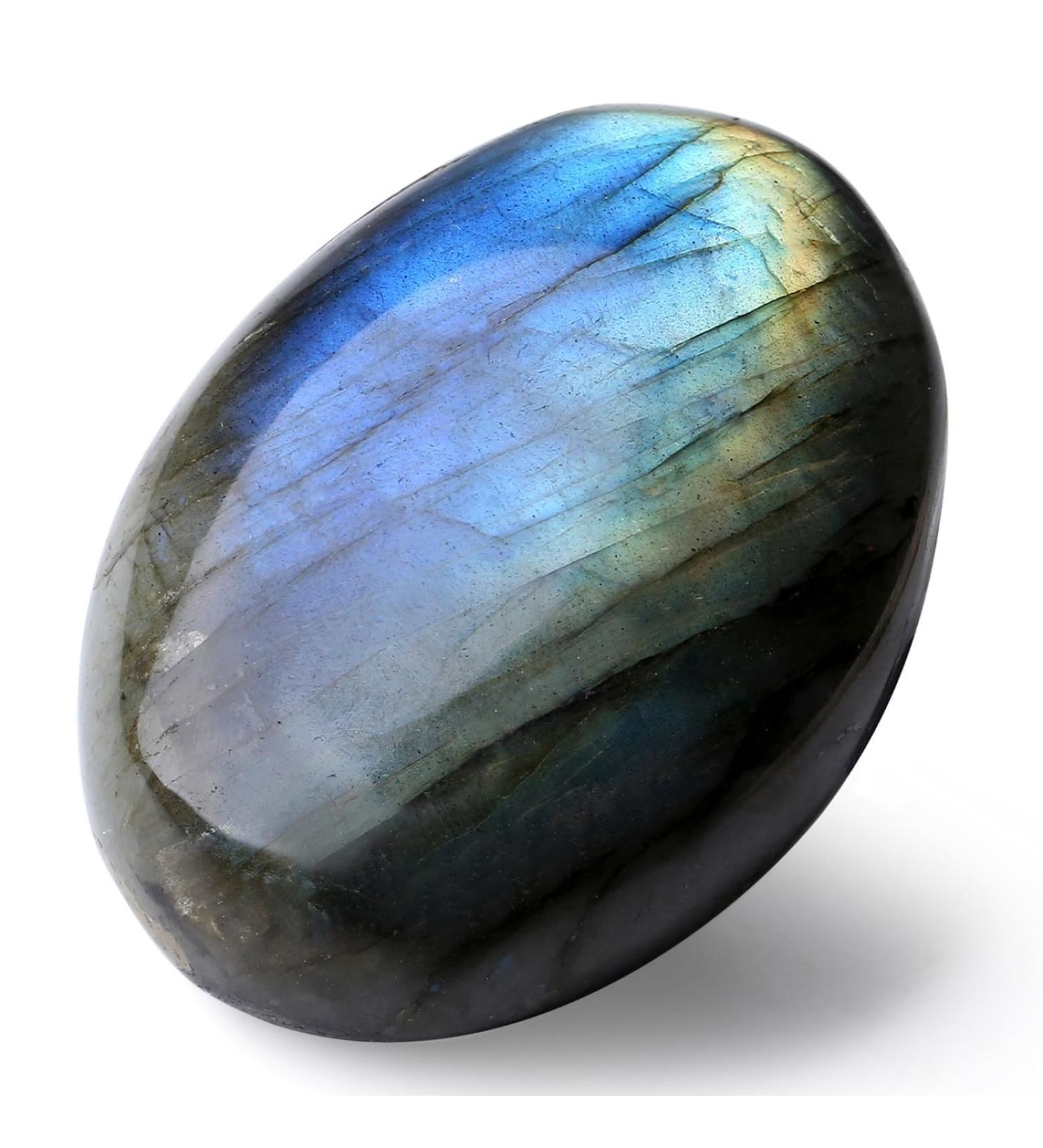 MAIBAOTA 2.4" Labradorite Healing Crystal Gemstones Pocket Polished Moonstone Gifts Oval Shape Reiki Spiritual Energy Nature Crystals for Women Men Relief Balancing Stress Divination Meditation - Buy Online on GoSupps.com
