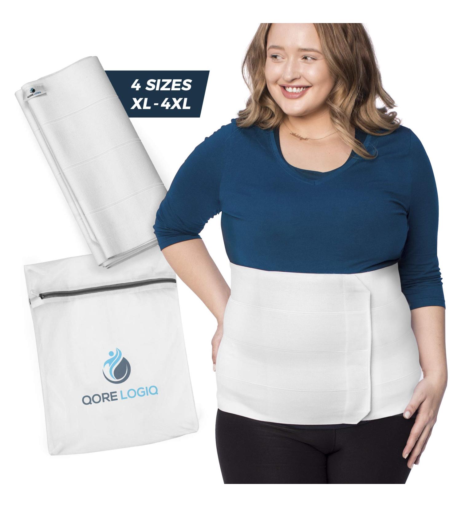QORE LOGIQ Plus Size Abdominal Binder for Men and Women - Post Surgery Compression Garment - Adjustable 2XL White - Buy Online on GoSupps.com