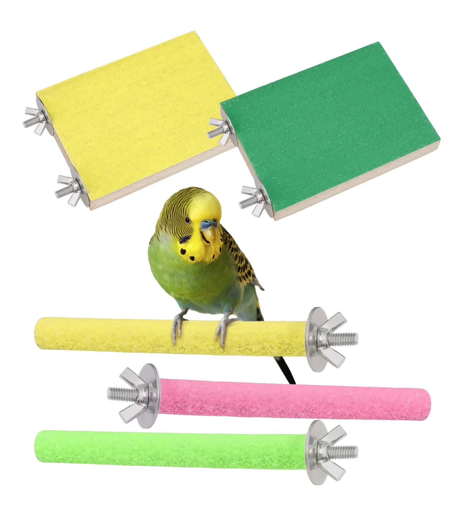 upain 5 Pack Parrot Perches Stand Natural Wood Bird Scrub Perch Platform and Paw Grinding Stick Bird Cage Toys Accessories for Small Parakeets Cockatiels Budgies Parakeet Lovebird - Buy Online on GoSupps.com