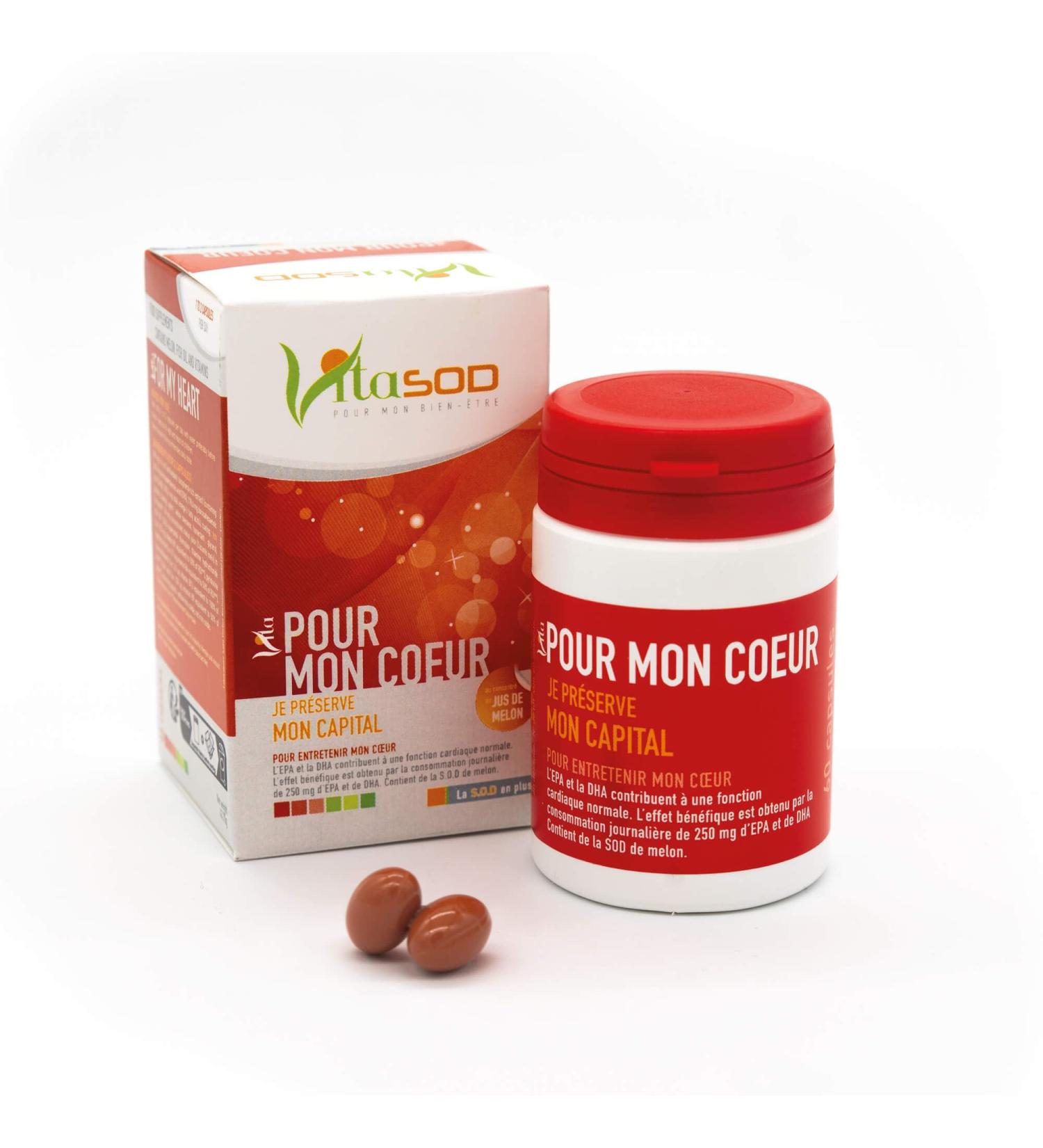 Vita POUR-MON-COEUR SOD de melon Compl ment alimentaire pour entretenir le c ur et le syst me circulatoire Vitamines B1 B6 B9 B12 Om ga3 (EPA et DHA) 60 Capsules - Buy Online on GoSupps.com